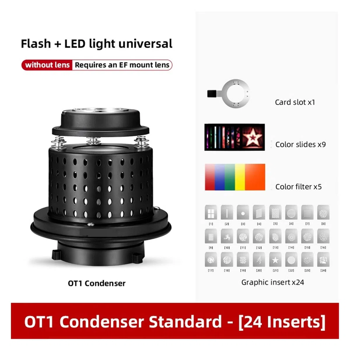 OT1 Focalize Conical Snoots Photo Optical Condenser Art Efekty specjalne Kształt wiązki światła Cylinder do montażu lampy błyskowej Do fotografii studyjnej(Grey)