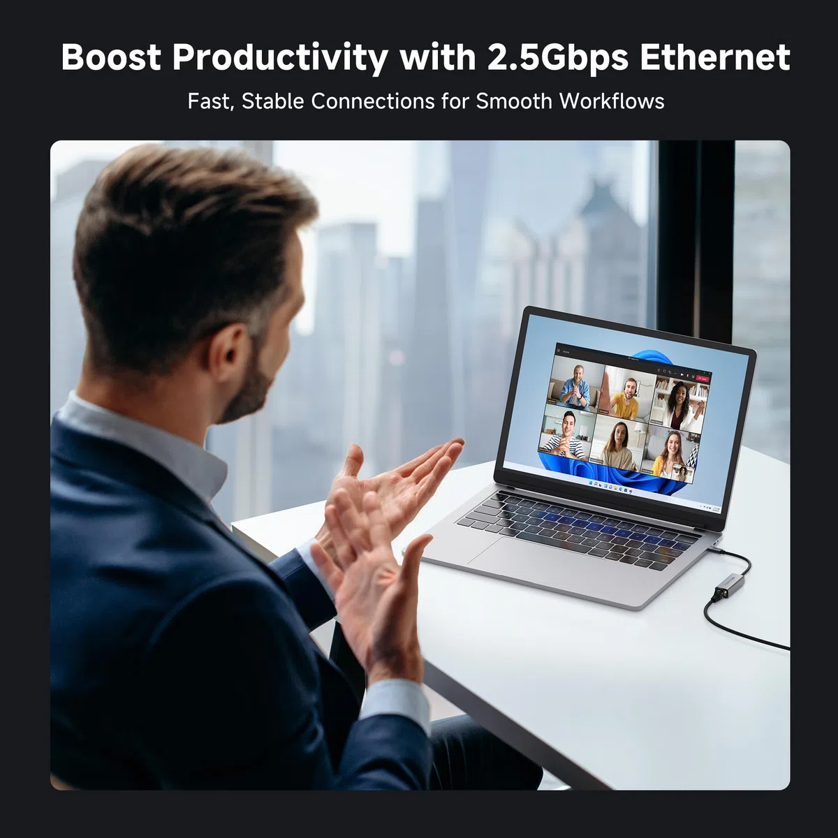 Cable Matters Adapter USB-C do Ethernet 2,5 Gb | Sieć 2,5 Gigabit, zgodny z USB4, Thunderbolt 5/4, MacBook i urządzeniami USB-C