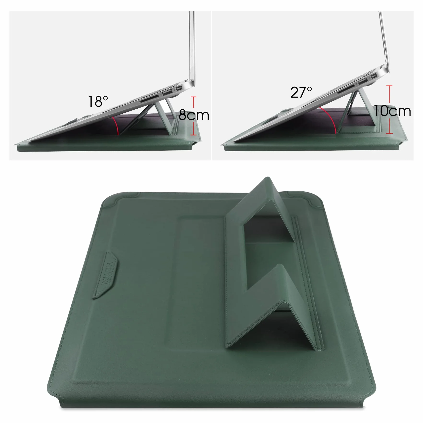 HoYiXi pokrowiec na laptopa 14 cali, skórzana torba ze stojakiem, do Mac Book Pro 14 2021, ASUS Vivobook 14, HP Pavilion X360, IdeaPad 14, Dell, HP, ASUS, Acer, Huawei, Matebook 14 cali, PC, zielony
