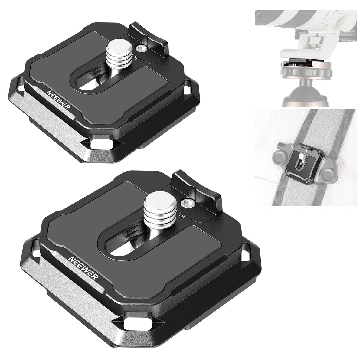 NEEWER 38 mm kwadratowa płytka do szybkiego montażu, 2 sztuki, z funkcją Anti Off Arca, typ QR, płyta montażowa, kompatybilna z Peak Design Capture V3, klamra na ramię, głowica statywu 8 kg, maks.