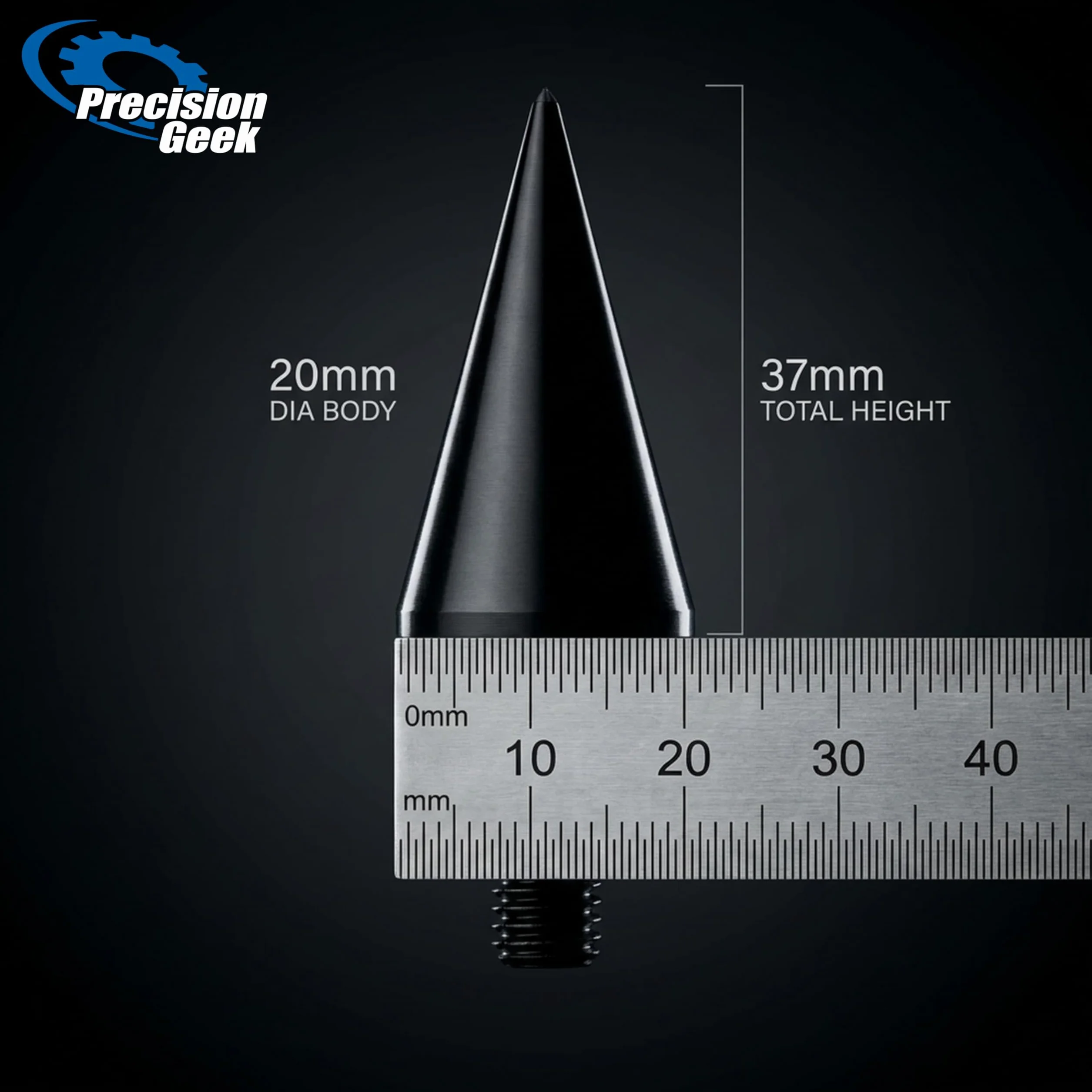 Kolce Głośnikowe Duże M8 x 15mm L-37mm Aluminium Czarne 4 sztuki