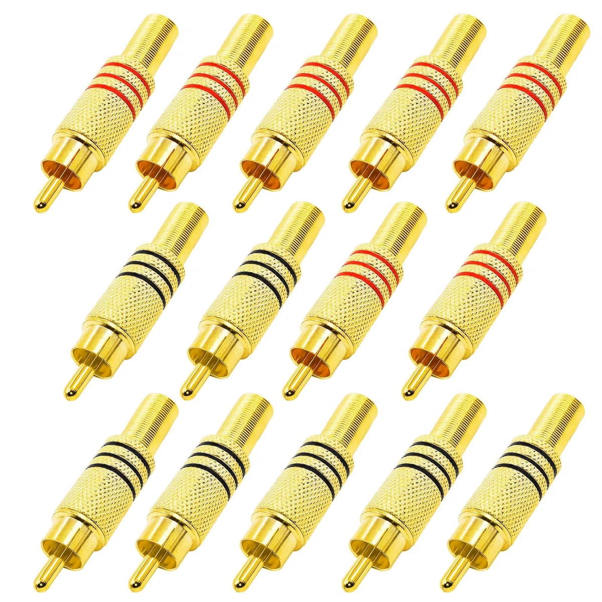 Pozłacane złącze cinch, męski adapter audio cinch do kabla koncentrycznego (14 szt.)