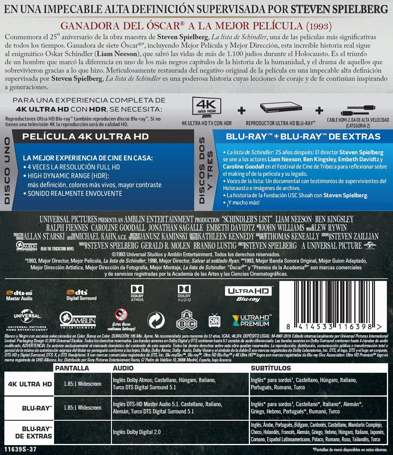 La Lista de Schindler (4K UHD + Blu-ray)