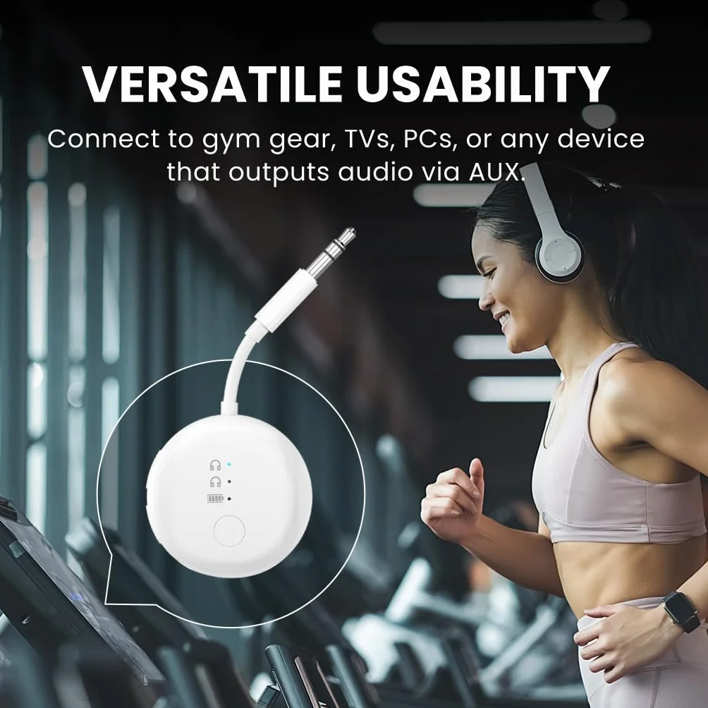 Avantree SoundJet R1 – 25-godzinna bezprzewodowa Bluetooth-adapter do wszystkich AirPods (Pro/Max) z Qualcomm & aptX Adaptive, bezprzewodowy transmiter audio do lotów, działa ze słuchawkami Bluetooth