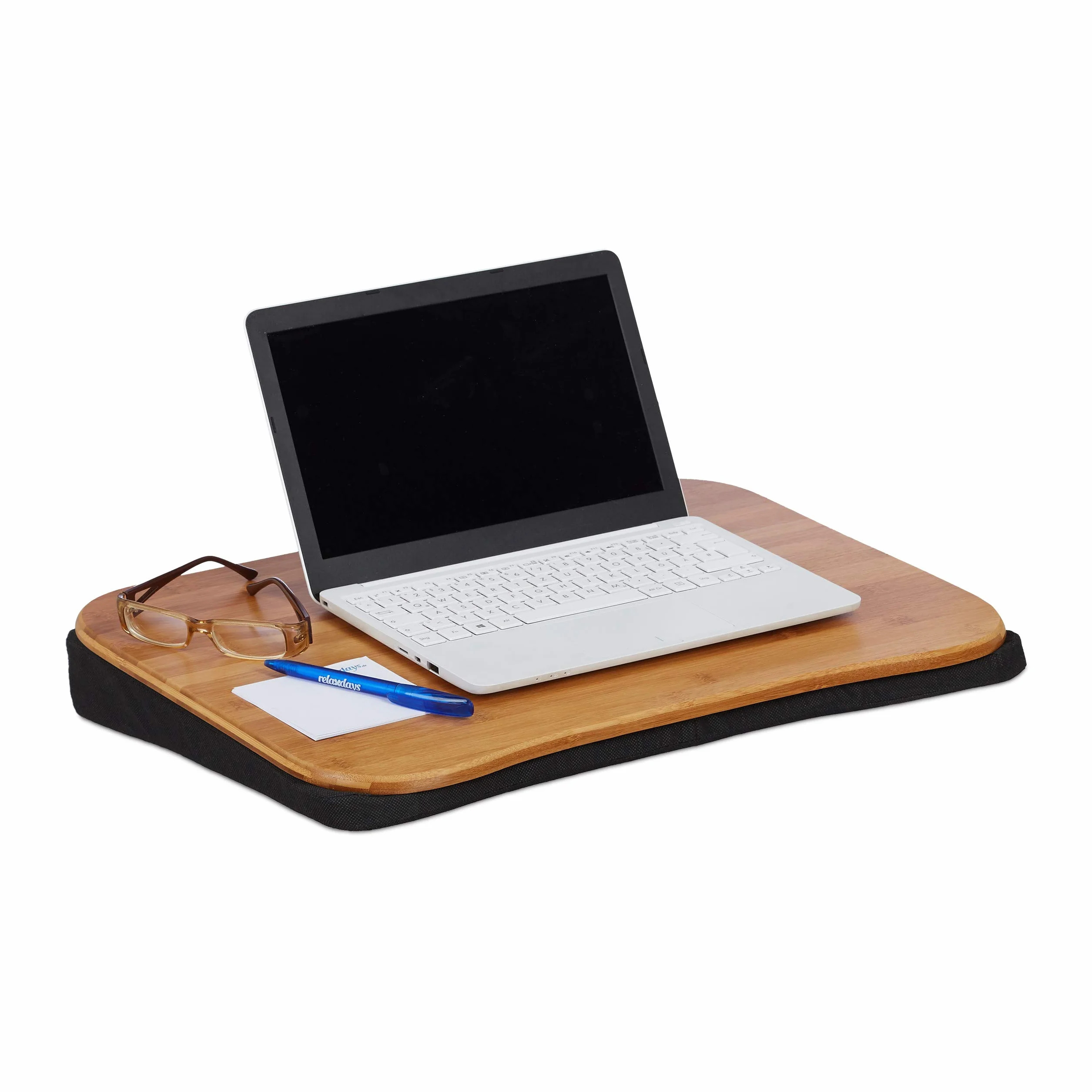 Relaxdays stolik pod laptopa taca do łóżka bambus 51x37cm naturalny