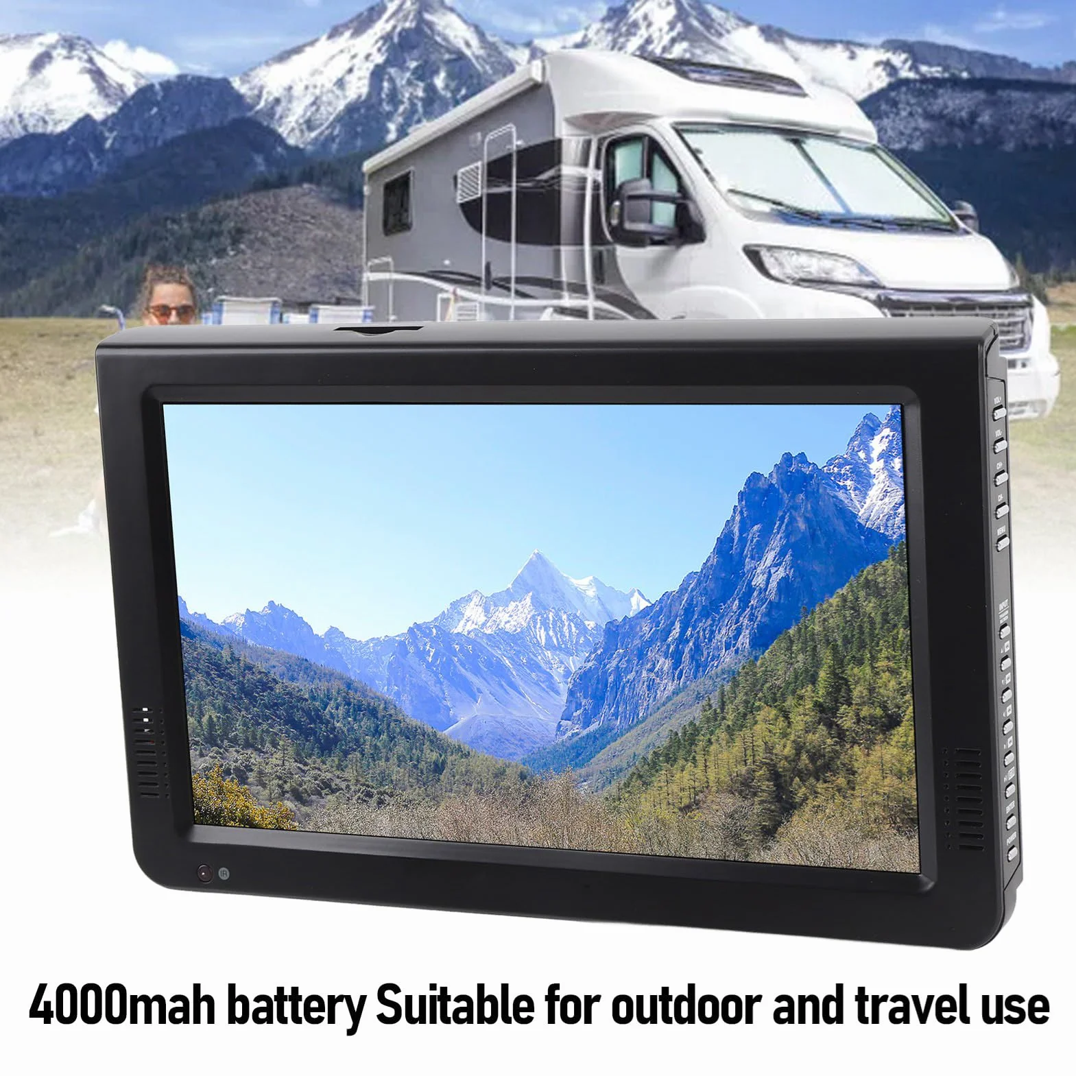 XUMIUZIY 10 "Mały Przenośny Telewizor, Cyfrowy Telewizor z Ekranem LED, Bateria 4000 MAh, Tuner o Wysokiej Czułości, Port USB, Kabel do ładowarki Samochodów Ssących, do Biwakowania,