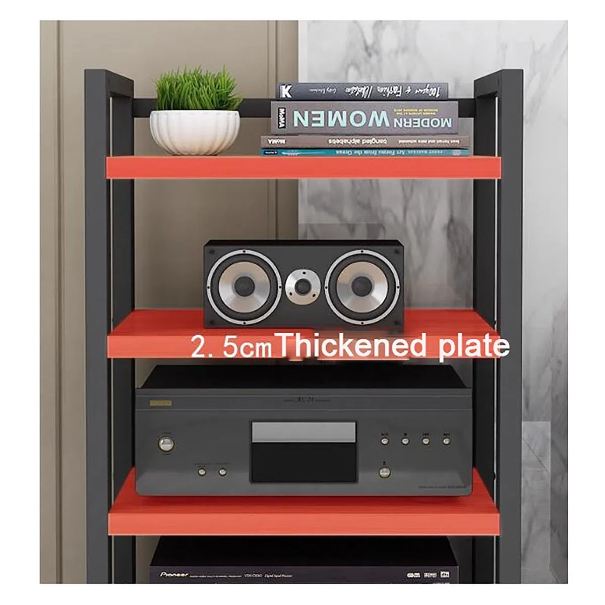 Półki Zdejmowany stojak audio Stojak na płyty CD Szafka narożna Szafka na komponenty Stojak stereo Wieża audio z drewnianą półką o regulowanej wysokości do domu/biura/audio-wideo (kolor: C-3-50X4