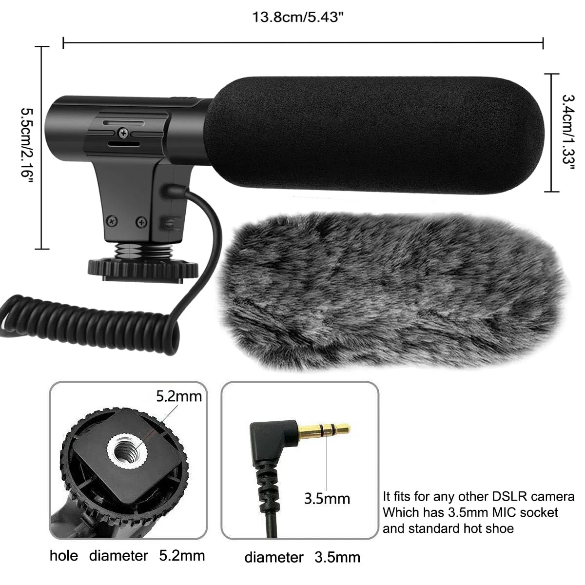 Mikrofon do aparatu, mikrofon wideo do wywiadu DSLR Videomic Shotgun mikrofony do Canon Nikon Sony Panasonic Fuji