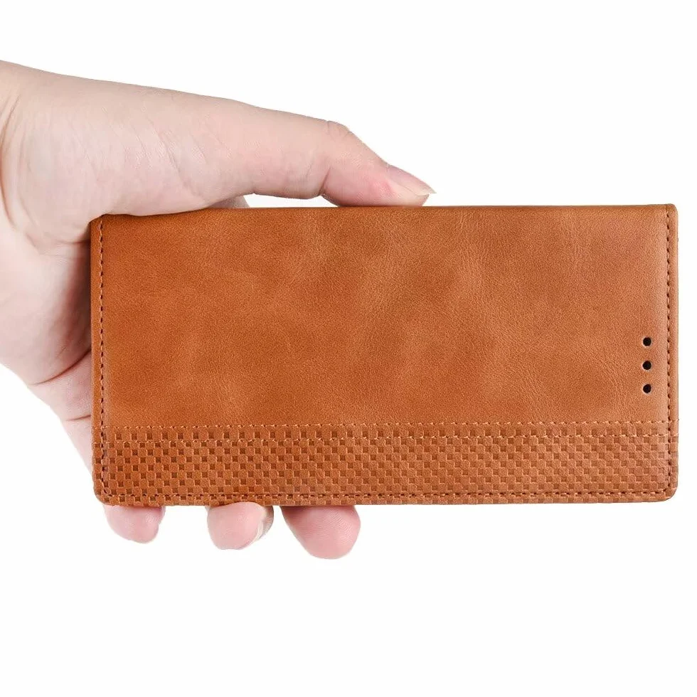 Topme Etui na telefon Motorola Moto g86 Power 5G (6,67 cala) Etui ochronne, stylowe skórzane etui na telefon z teksturowanym gniazdem na karty. Brązowy