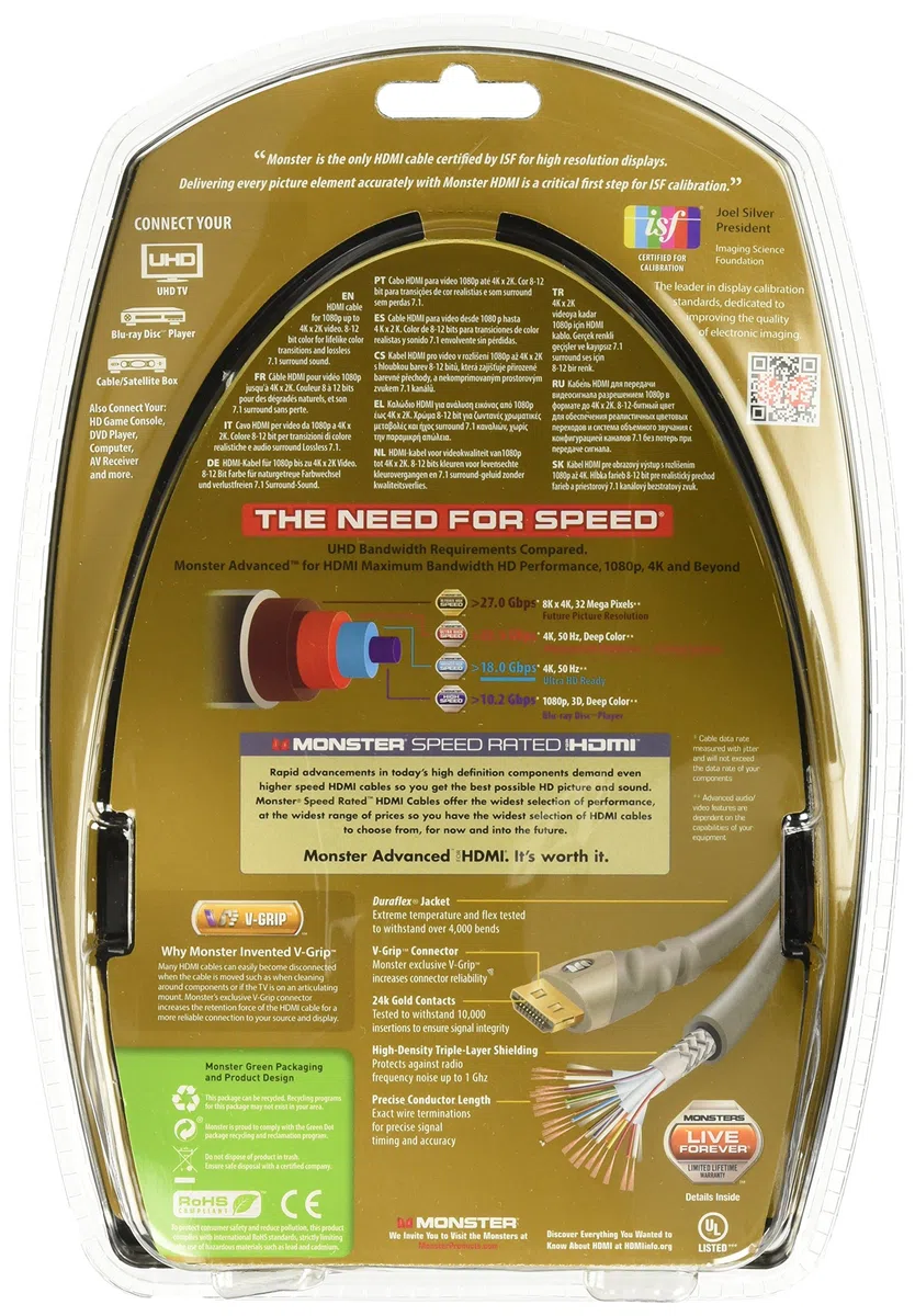 Monster Gold Advanced High Speed kabel HDMI z Ethernetem - 1,5 m długość