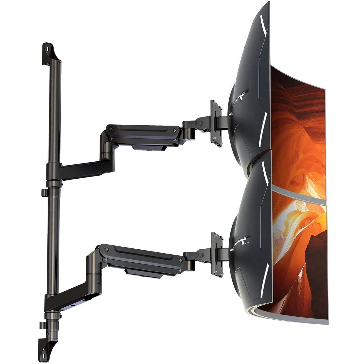 PUTORSEN Uchwyt Ścienny do monitorów o przekątnej17-49"ultrawide,ergonomiczna regulacja wysokości ramię ze sprężyną gazową,wytrzymuje do 20 kg na ramię,VESA 75/100 mm,oszczędzające miejsce rozwiązanie