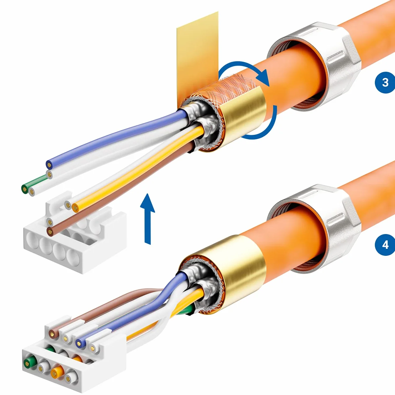 deleyCON 2x CAT 6a Wtyczka Sieciowa RJ45 Beznarzędziowy Montaż Ekranowana 10 Gbit/s Wtyczka Sieciowa do Sztywnych Surowego Kabla Sieciowego Złącze Wtykowe RJ45 Ethernet LAN DSL Kabel Krosowy