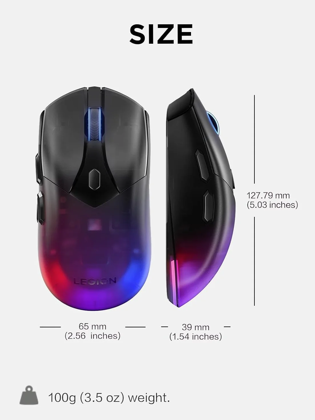 Lenovo Legion M410 bezprzewodowa mysz do gier RGB 16000 dpi 400 IPS czarny przezroczysty