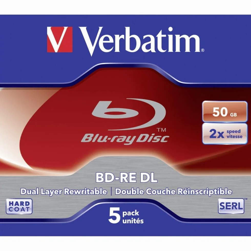 Verbatim BD-RE DL 50 GB 2X, 5 szt. Jewelcase, 43760, biały