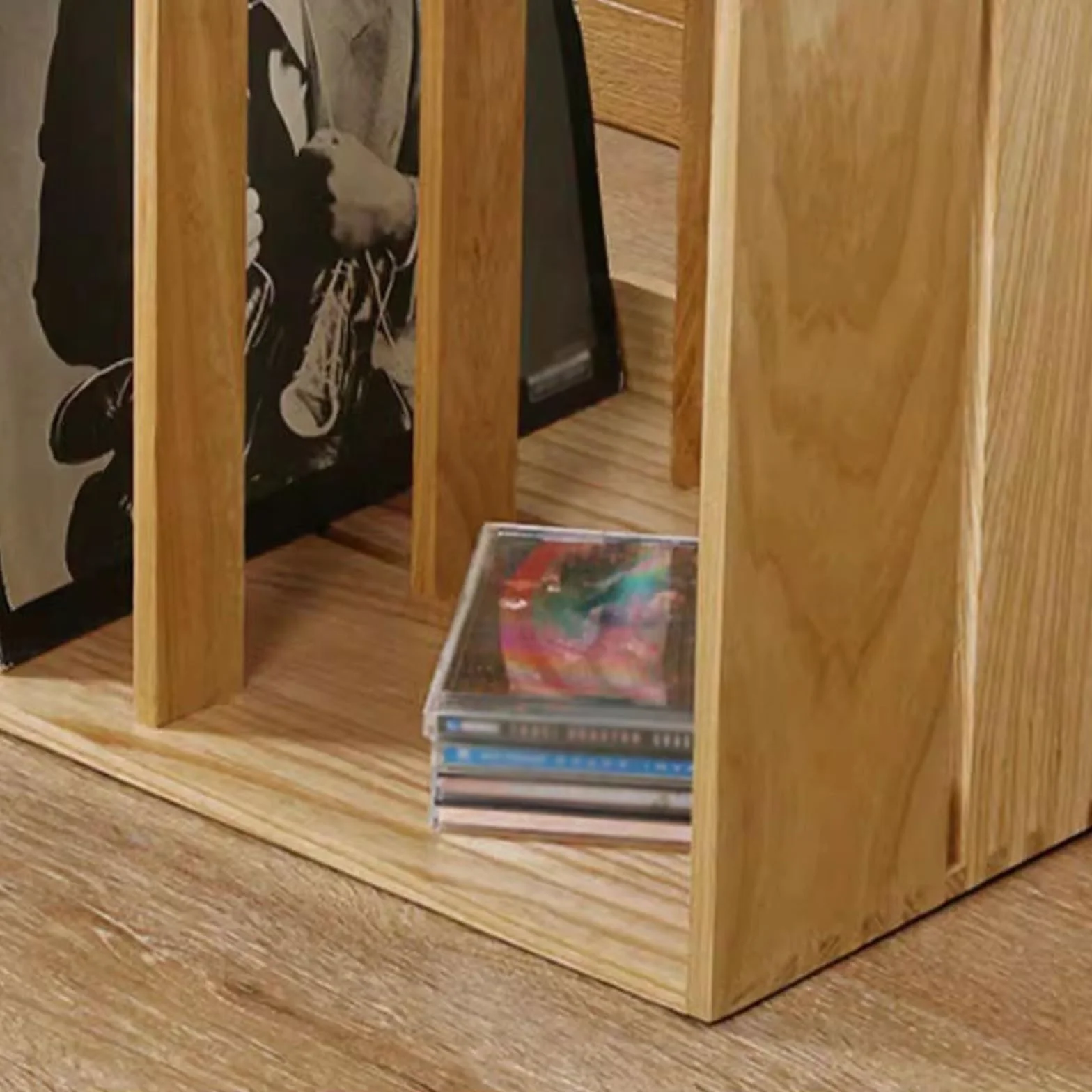 Pudełko do przechowywania płyt CD Stojak na płyty winylowe, otwarty, drewniany, do przechowywania albumów CD i książek na studia