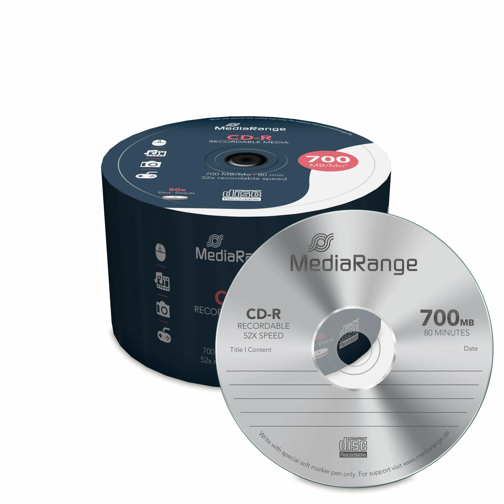 MediaRange MR207 płyty CD-R (52 x prędkość, 700 MB, trzpień 50 sztuk)