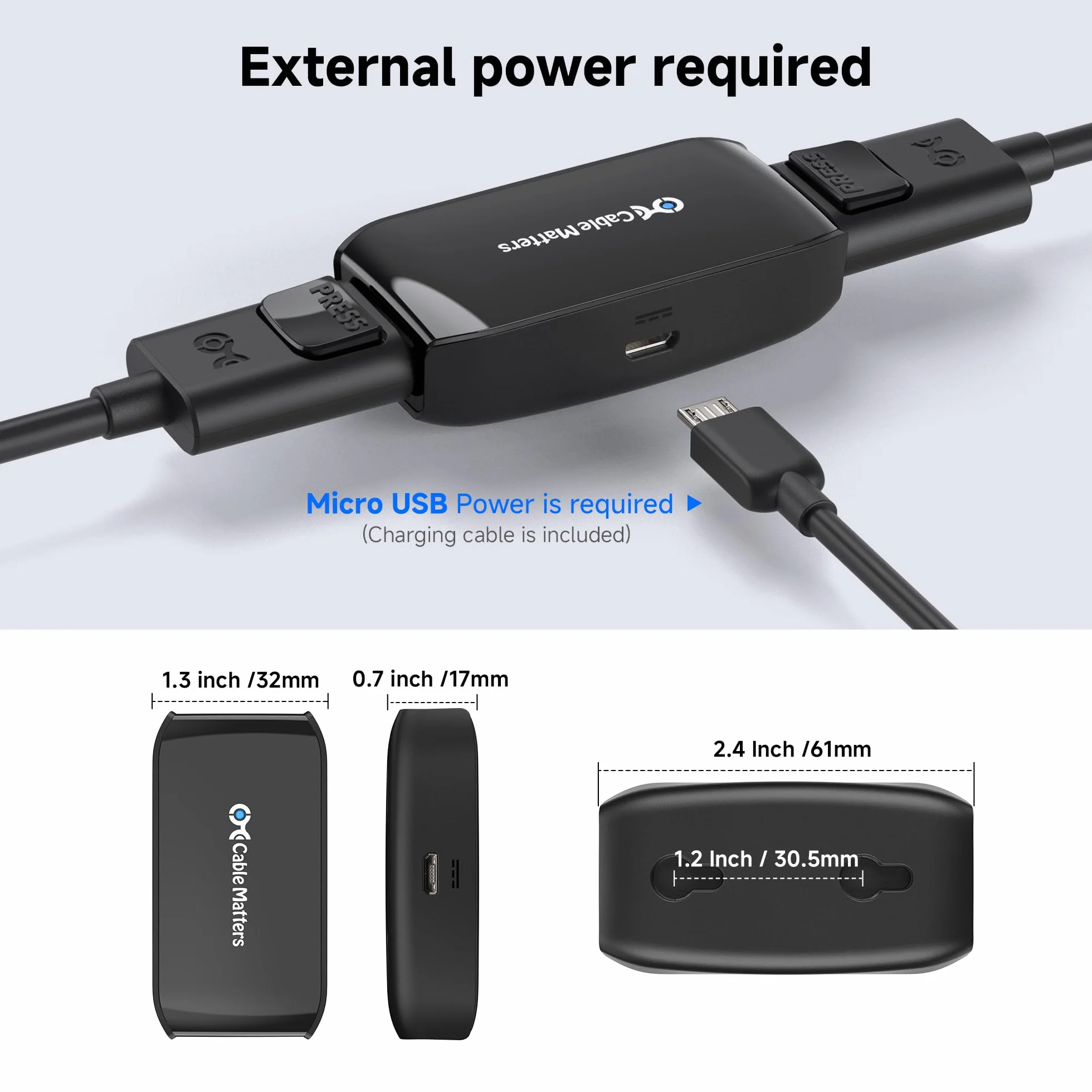 Cable Matters Wzmacniacz DisplayPort z obsługą rozdzielczości wideo 8K dla Oculus Rift i nie tylko