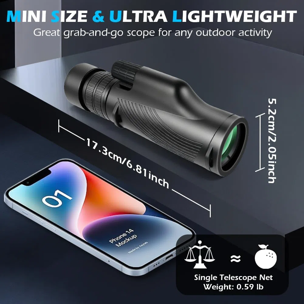 AOOWU Teleskop monokularowy o dużej mocy z statywem, 10x30 HD Zoom wodoodporne kompaktowe monokular dla dorosłych, pryzmat BAK4 i soczewka FMC, świetny do obserwacji ptaków, wędrówek, polowania
