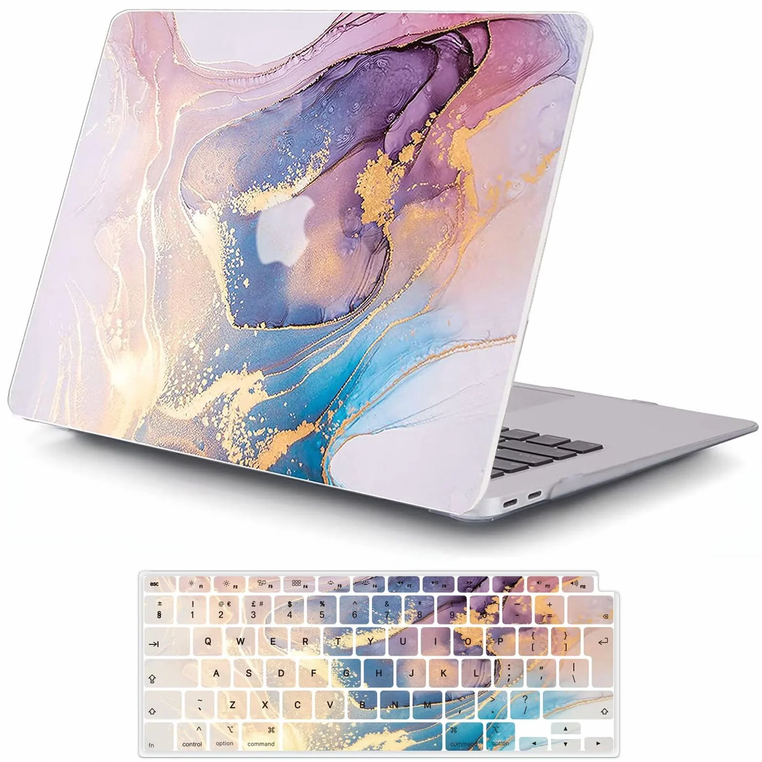 MOKASE Etui Kompatybilna z MacBook Air 13 cali Wydanie 2021 2020 M1 A2337 A2179 A1932 z Touch ID, Smukła Twarda Plastikowa Futerał i Osłona Klawiatury za Nowy Air 13 z Touch ID 2018-2021, White Gold