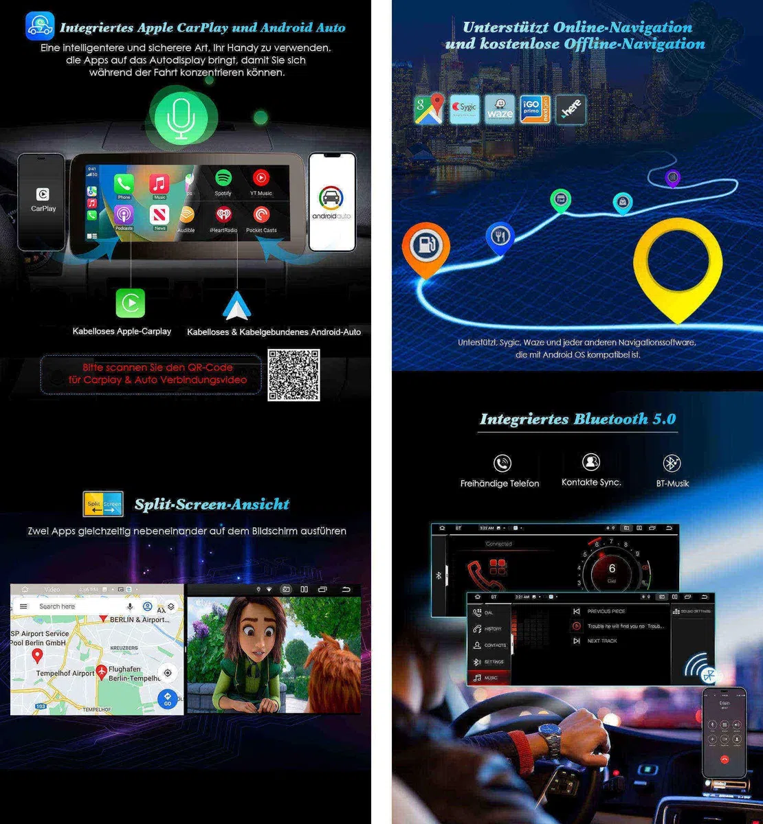erisin 10,25 cala 8-rdzeniowy [4 GB + 64 GB] Android 12 radio samochodowe do Mercedes Benz Classe GLK X204 NTG 4.0 obsługuje nawigację GPS, bezprzewodowy Carplay IPS, WiFi, DSP DAB+