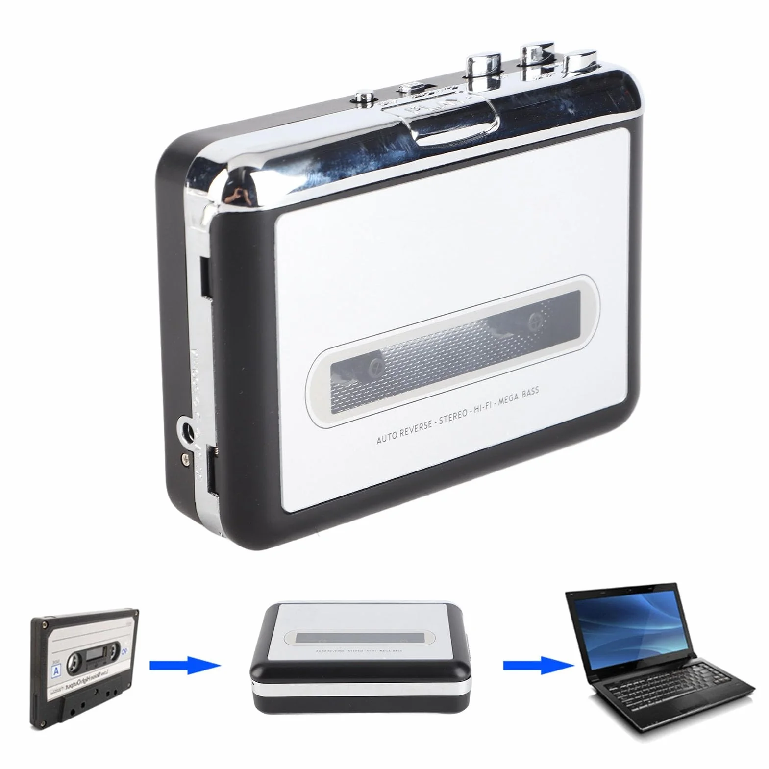 Magnetofon USB przenośny kasetowy konwerter MP3