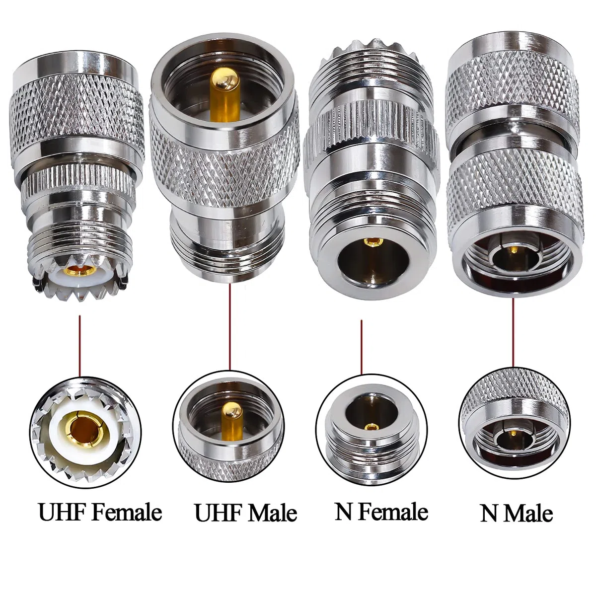 TUOLNK Zestaw typów 4 UHF do typu N Adapter koncentryczny RF Zestaw złączy koncentrycznych UHF do N Złącze typu jack dla kabla koncentrycznego / telekomunikacyjnego Adapter UHF męski / żeński na N męski / żeński
