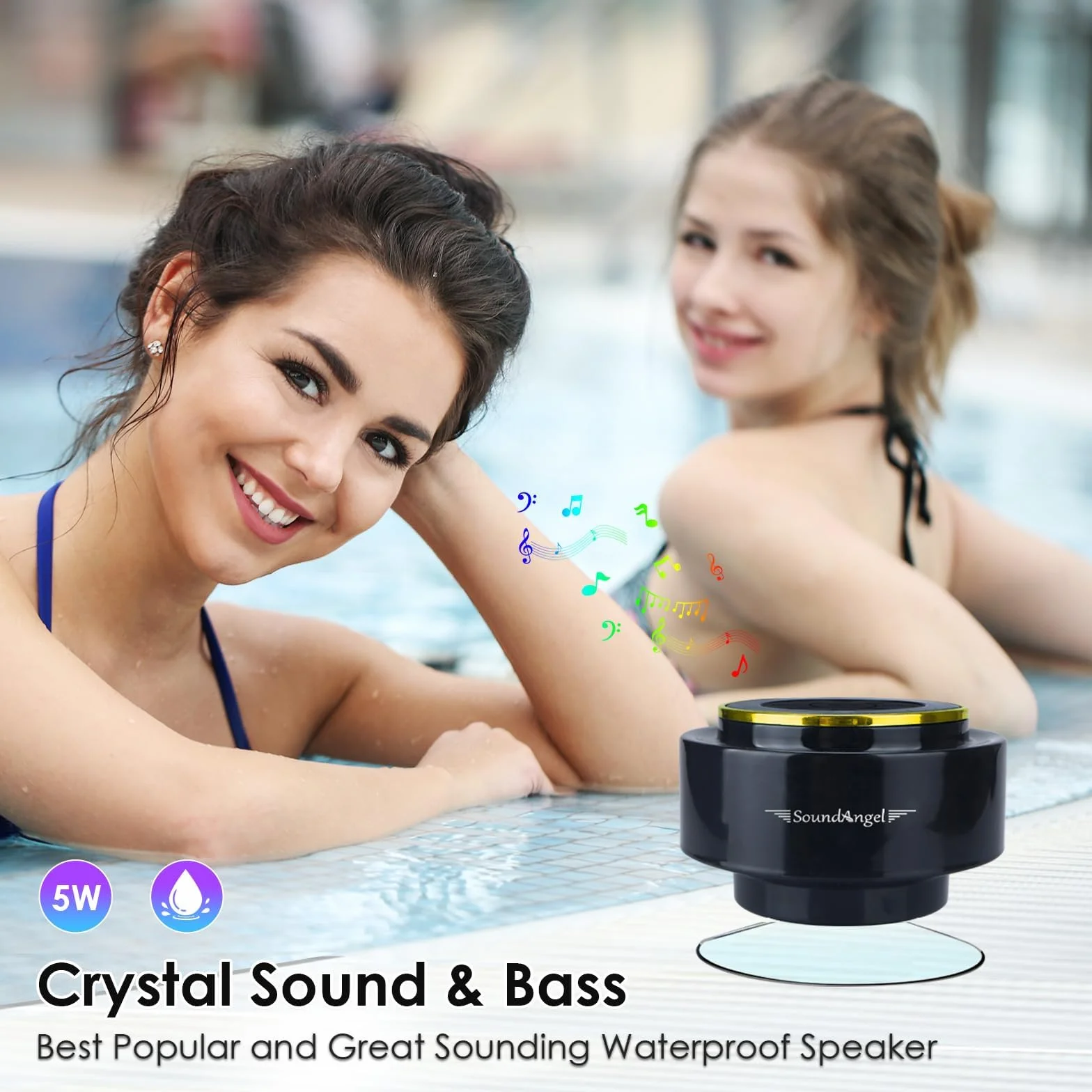XLEADER Wodoodporny głośnik Bluetooth IPX7 z przyssawką i klipsem, mikrofon, bas