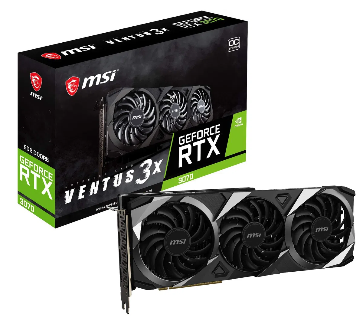 MSI GeForce RTX 3070 VENTUS 3X OC karta graficzna dla graczy, RTX 3070, 8 GB GDDR6X, PCI Express Gen 4, DisplayPort v1.4a, HDMI 2.1, rozdzielczość 4K, Ray Tracing