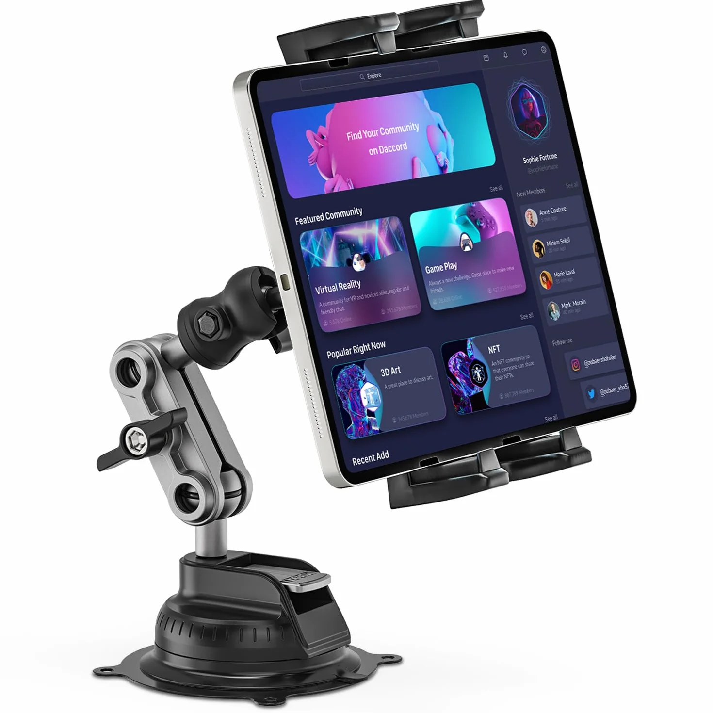 Regulowany Stojak Samochodowy na Tablet z Przyssawką, Uchwyt na iPada Air Mini iPhone Galaxy 4,7-12,9"