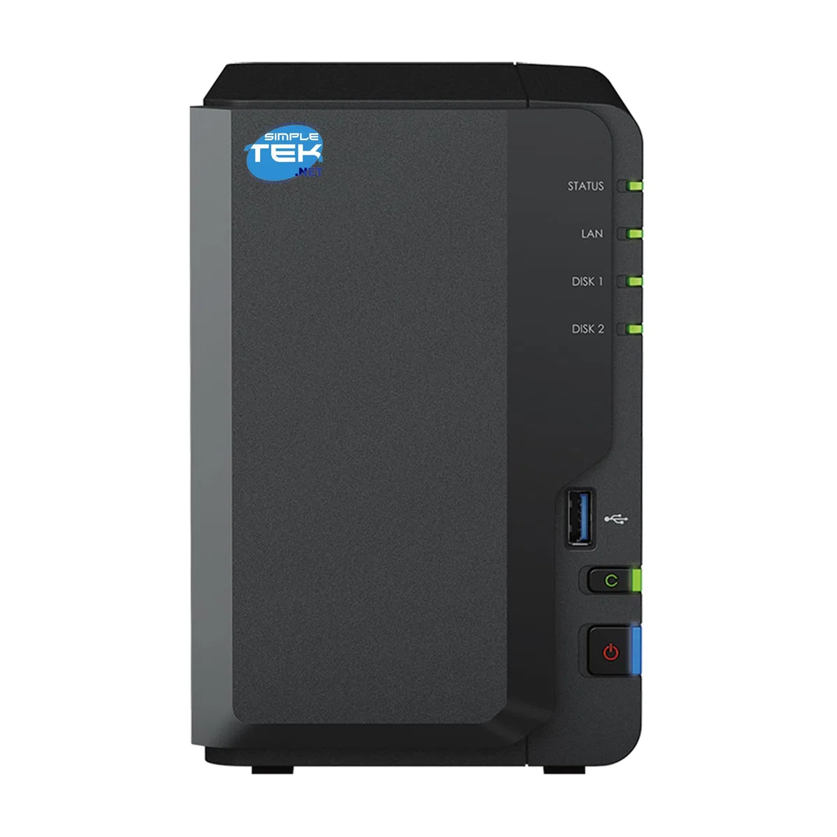 SIMPLETEK - 2-kieszeniowe urządzenie sieciowe NAS z podwójnym dyskiem HDD 1TB+1TB, Gigabit Ethernet LAN, kopiowanie USB, 2 GB DDR4