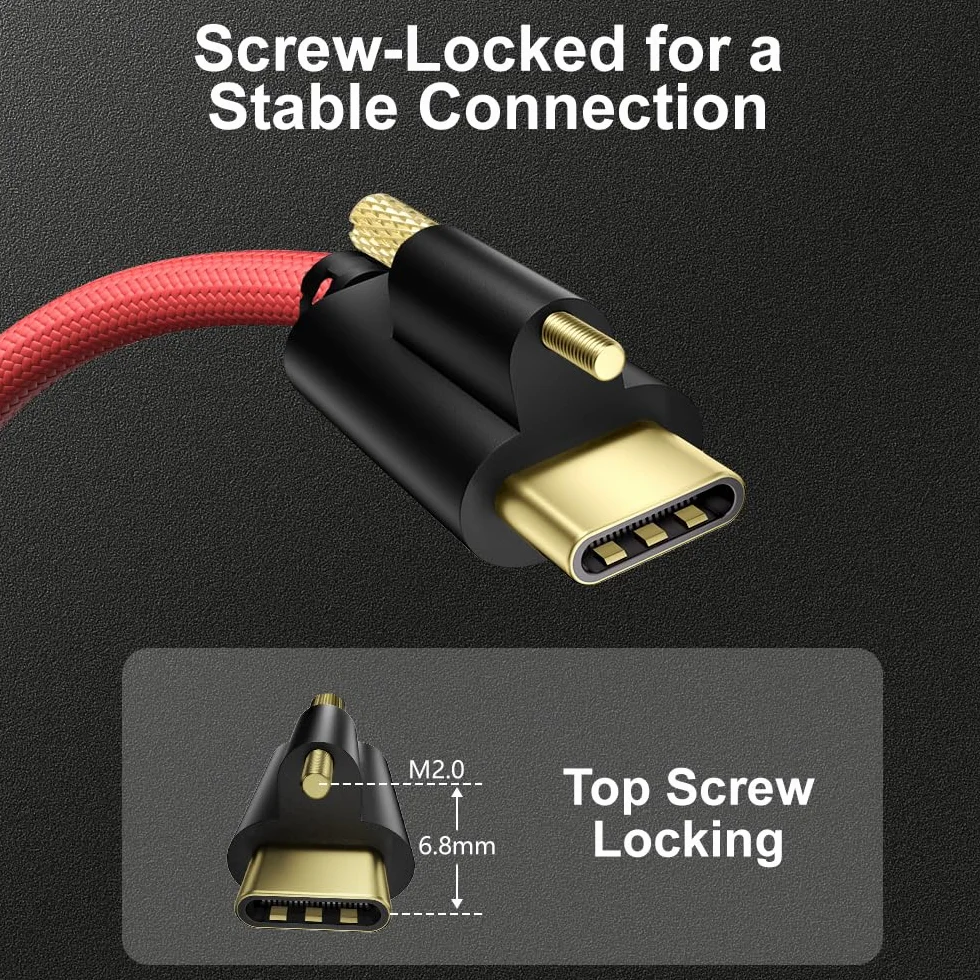 Alvin's Cables Ultra-elastyczny kabel blokujący USB-C Kabel do przesyłania danych do monitorów Pyxis Blackmagic, USB-C 3.2, 10 Gb/s, kabel do szybkiego ładowania do Micro Studio Blackmagic 4K G2, 12
