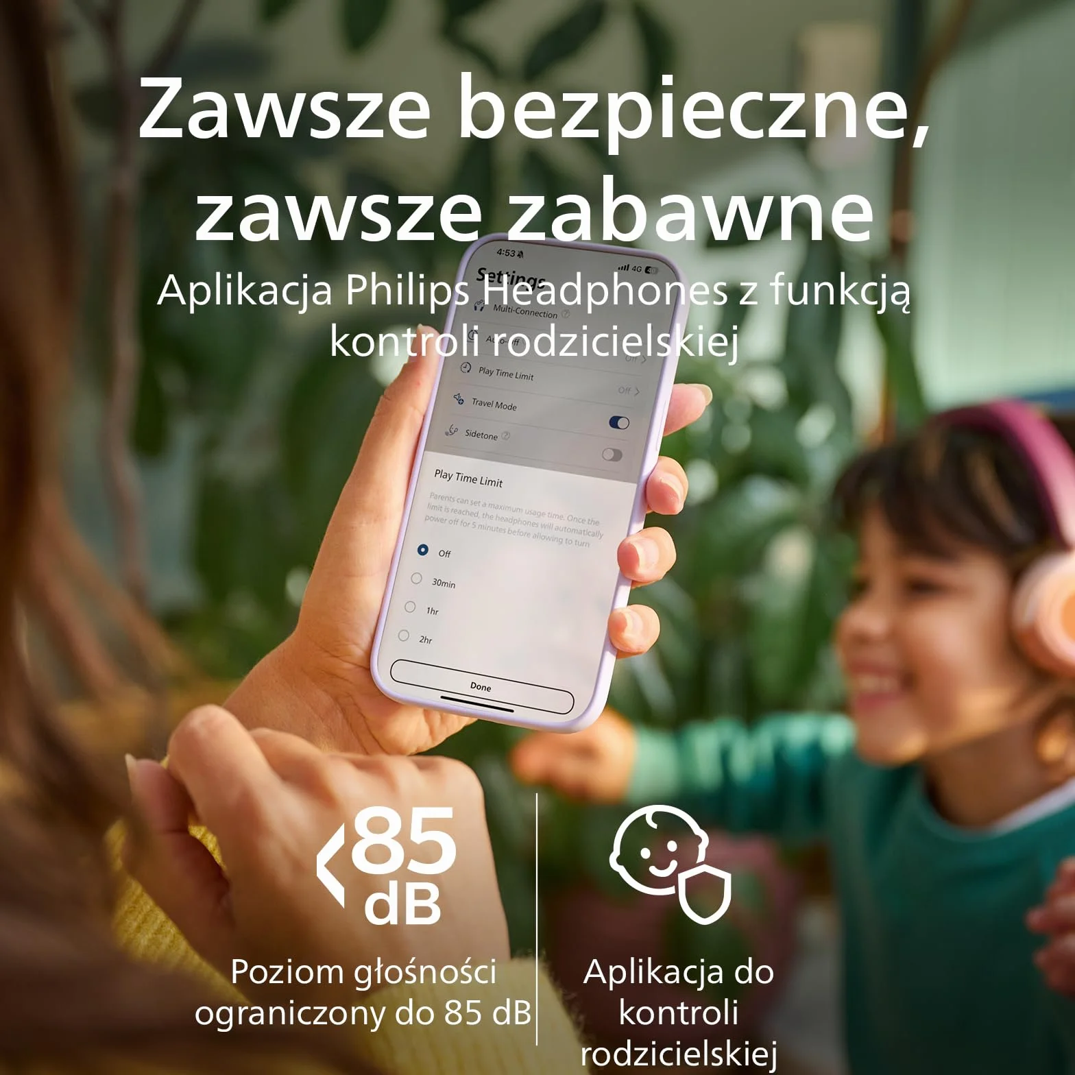 Philips TAK4200CT Bezprzewodowe składane słuchawki nauszne dla dzieci ograniczona głośność udostępnianie dźwięku Magenta Fioletowy