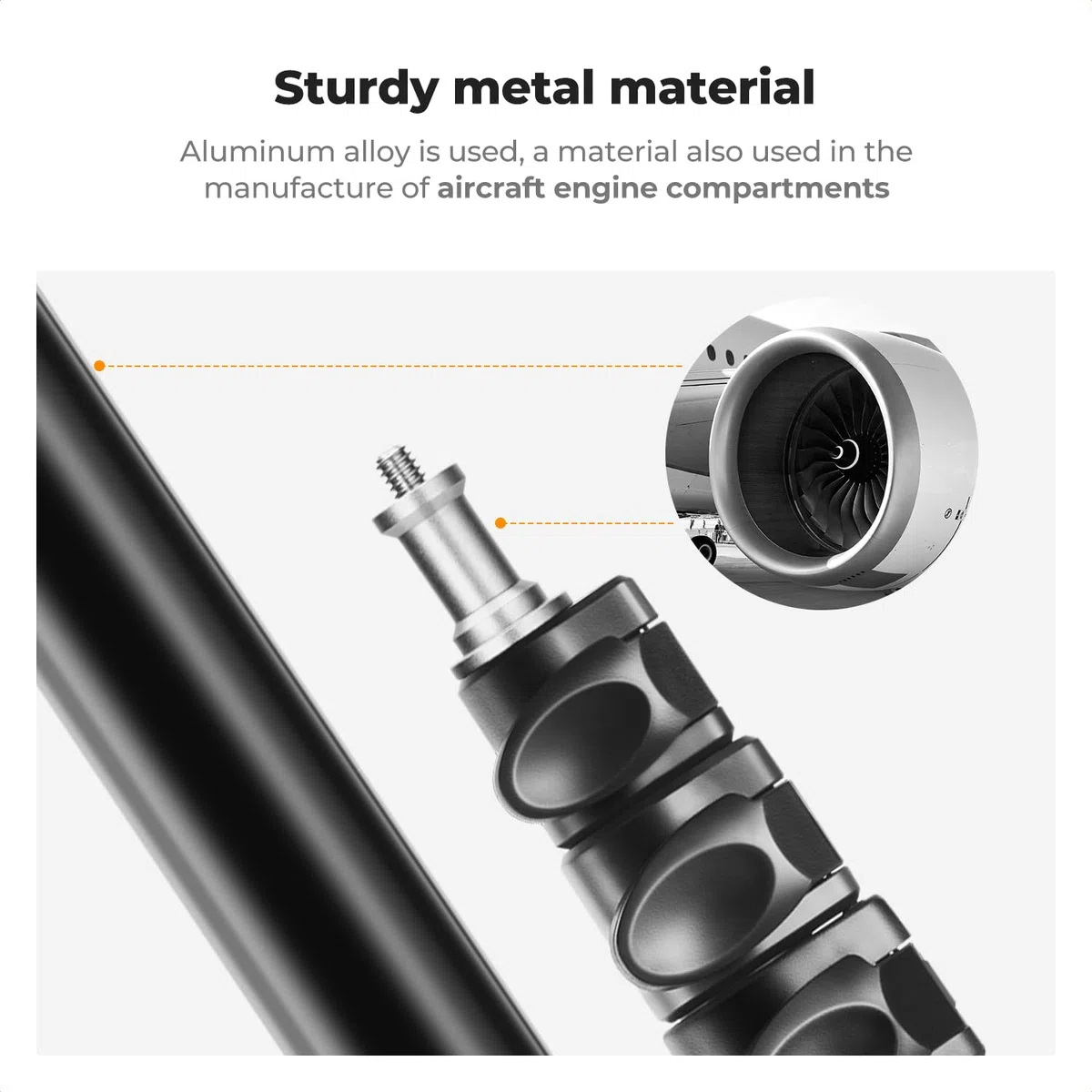 K&F CONCEPT Wysuwany stojak fotograficzny, regulowany aluminiowy statyw 2 m ze śrubą 1/10.2 cm, dwustronny przenośny statyw oświetleniowy studyjny do oświetlenia stroboskopowego / kamer internetowych