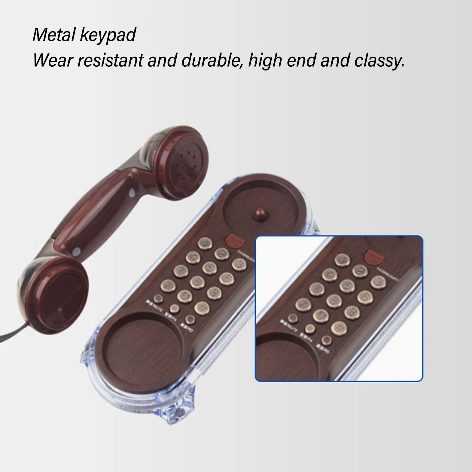 Telefon stacjonarny w stylu retro, telefon przewodowy do telefonu stacjonarnego, telefony ścienne Klasyczny telefon stacjonarny Telefon z lampą błyskową Staromodny do domowego hotelu i biura (fiolet