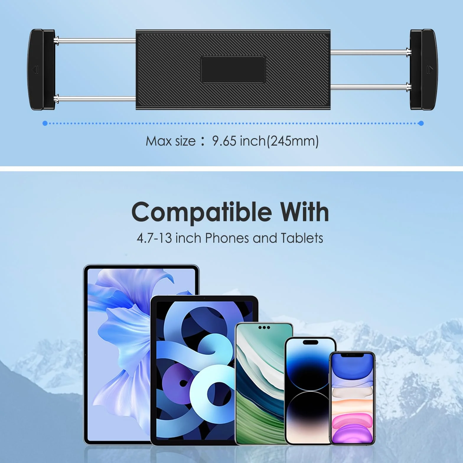 Uchwyt ścienny na tablet, aluminiowy wysuwany uchwyt ścienny, z obrotową podstawą o 360°, regulowany i składany, do iPad Pro Air Mini, Samsung Galaxy Tab, wszystkich telefonów i tabletów o