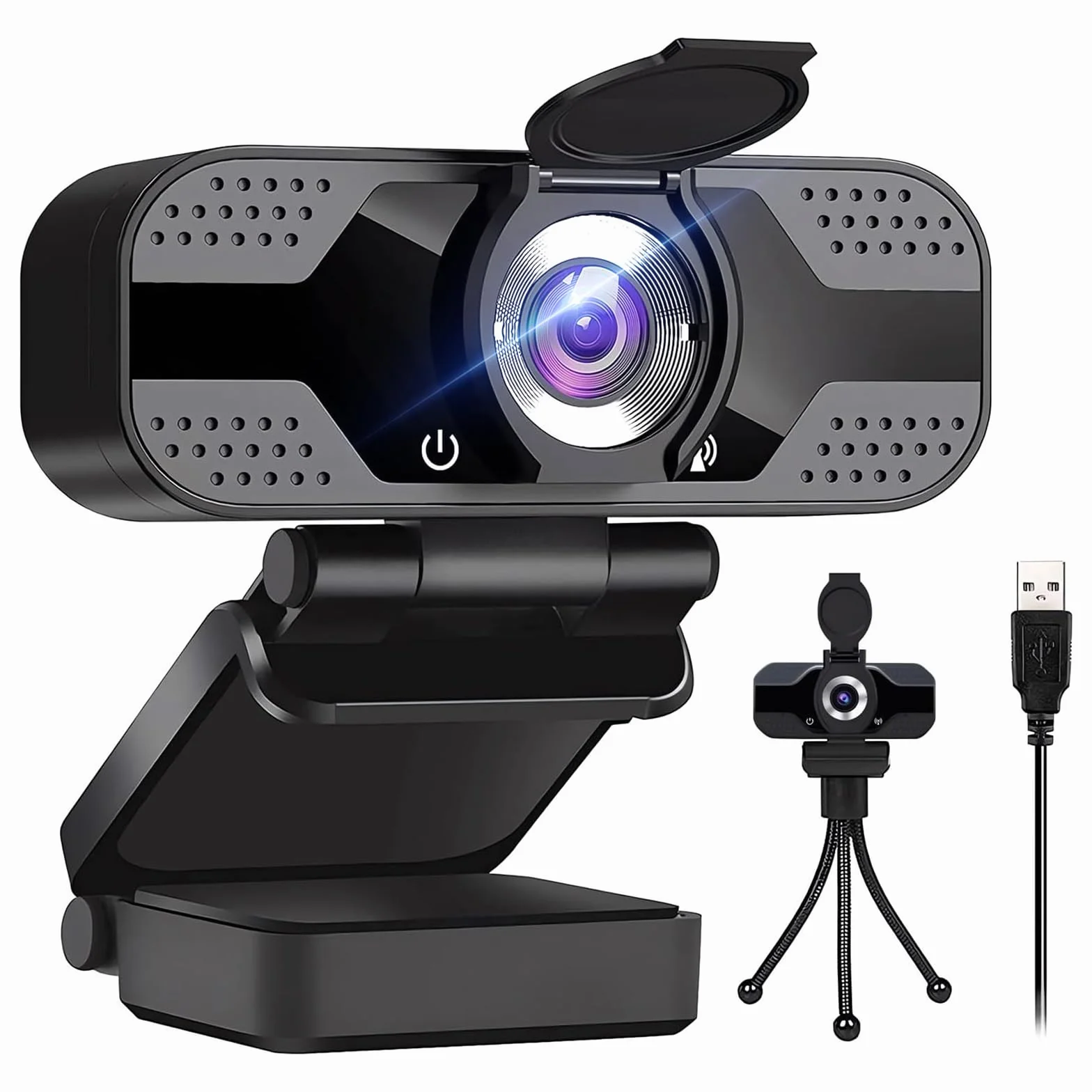 Kamera internetowa Full HD 1080p z dwoma mikrofonami, ulepszony autofokus, 30 kl./s, redukcja szumów, z migawką prywatności, kamera internetowa USB Plug and Play do wideokonferencji/połączeń online