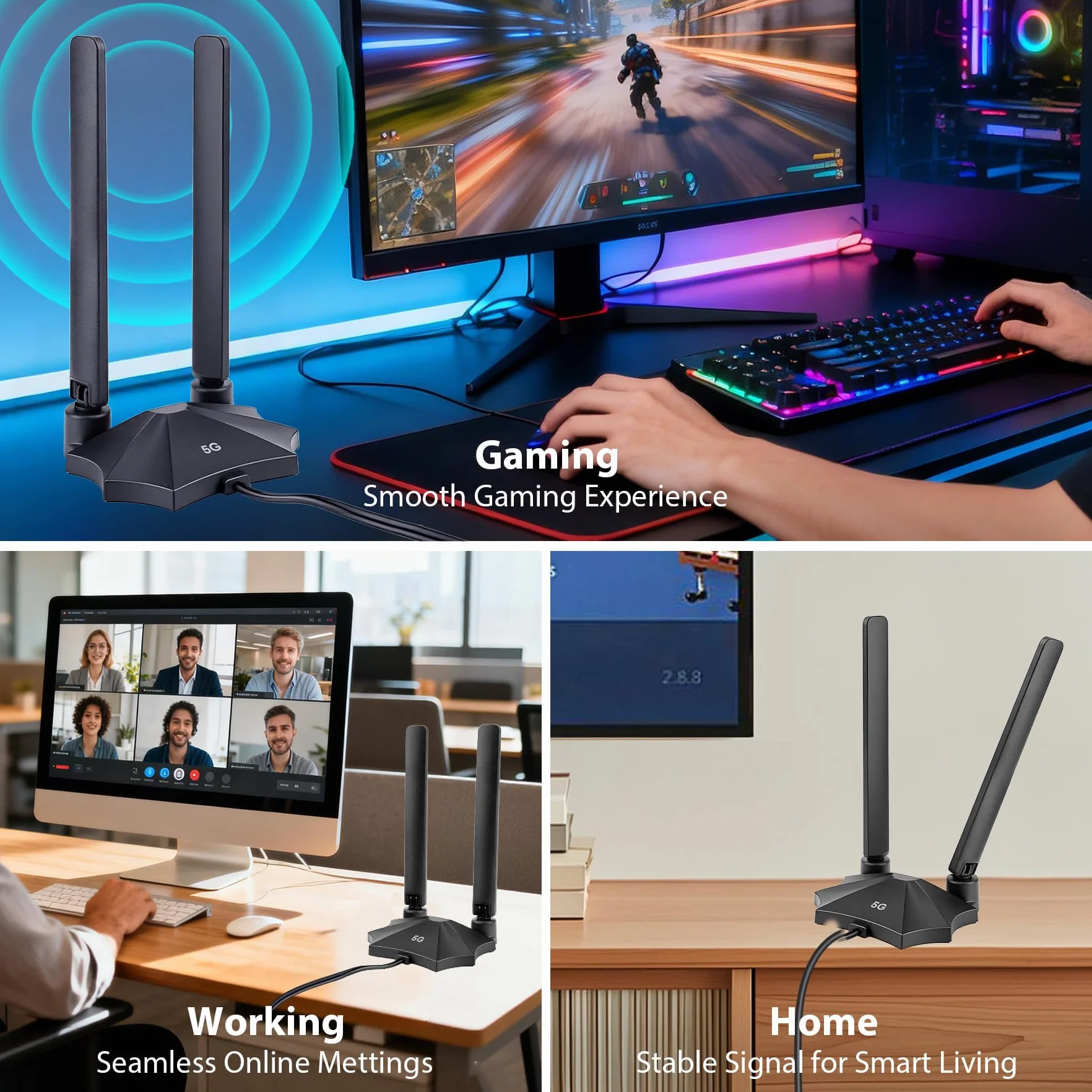 Wzmacniacz sygnału 5G LTE 4G 5dBi SMA TS9 antena zewnętrzna dookólna z podstawą magnetyczną kabel 2 m