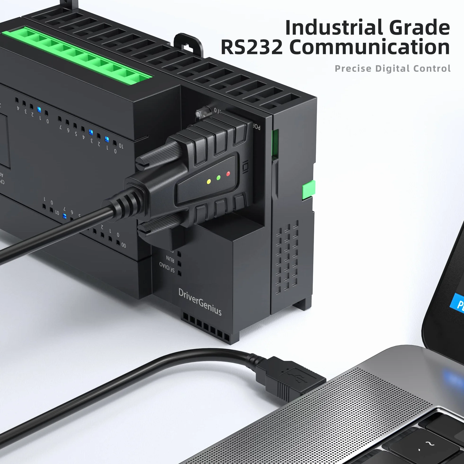 DriverGenius SerialEdgeX Serie | Adapter USB do RS232 (DB9) – 1 Port, 3 Diody LED (TX, RX, PWR), Kompatybilny z Windows 11 i macOS 15, Do Zastosowań Serwisowych, Przemysłowych i Programistycznych