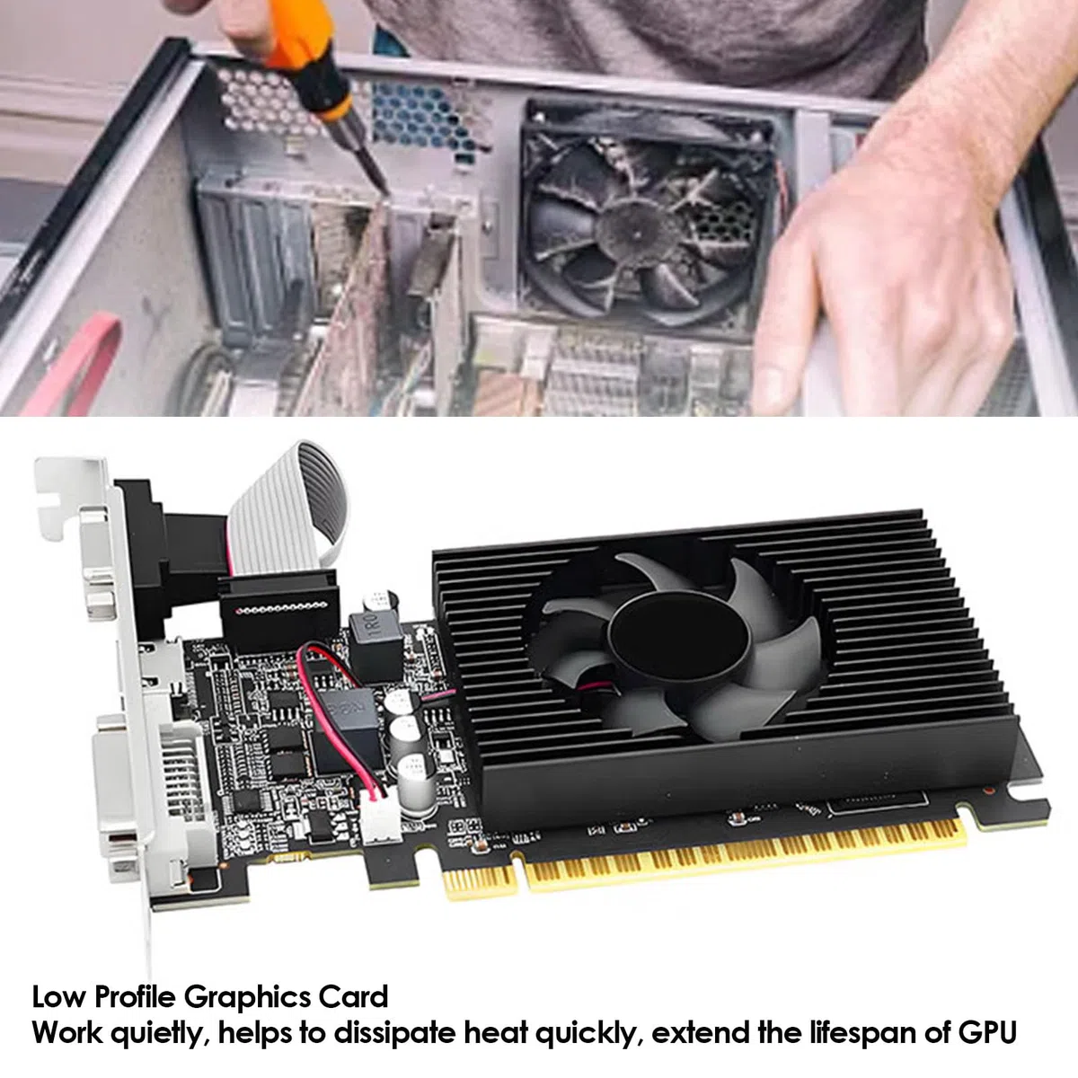 Generic Niskoprofilowa Karta Graficzna 4 GB DDR3 128-bitowa Karta Graficzna HD Interfejs Multimedialny dla Systemów 7, 8, 10 — Doskonała Pod Kątem Niskiego Zużycia Energii i Wysokiej Wydajności