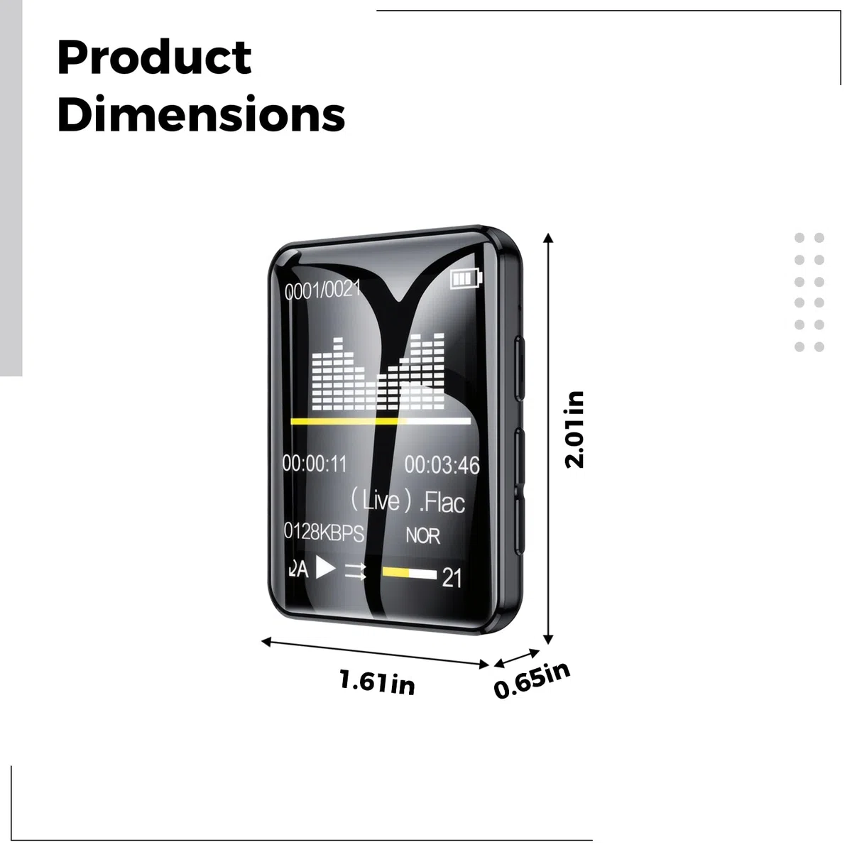 Generic Odtwarzacz MP3 128 GB dla młodzieży, bezprzewodowy 5.3, dźwięk Hifi, mini odtwarzacz muzyki, ekran dotykowy, stop cynku, zawiera słuchawki i kabel do transmisji danych