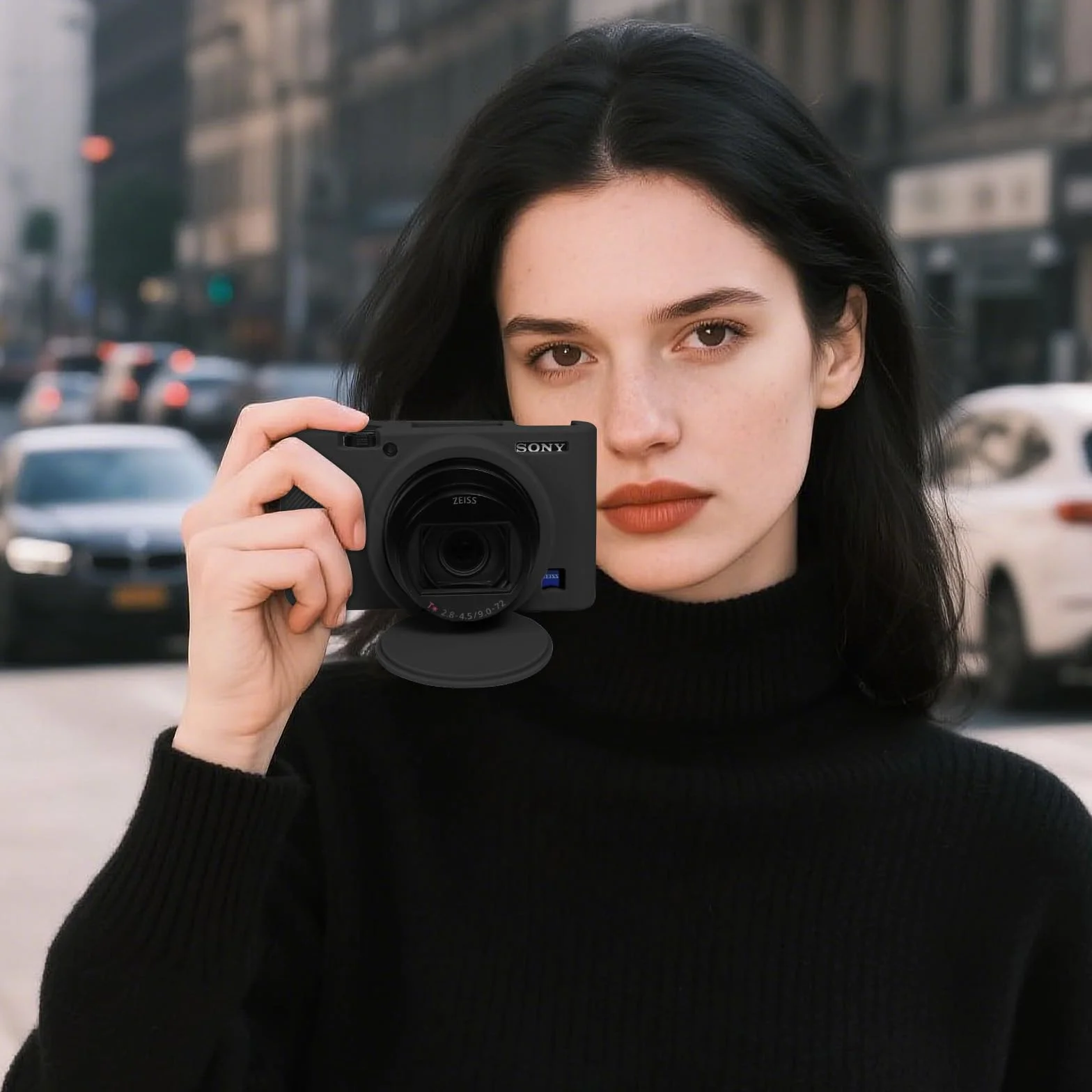 Etui na aparat Sony RX100 VII/VI, miękki silikonowy pokrowiec ochronny, czarny