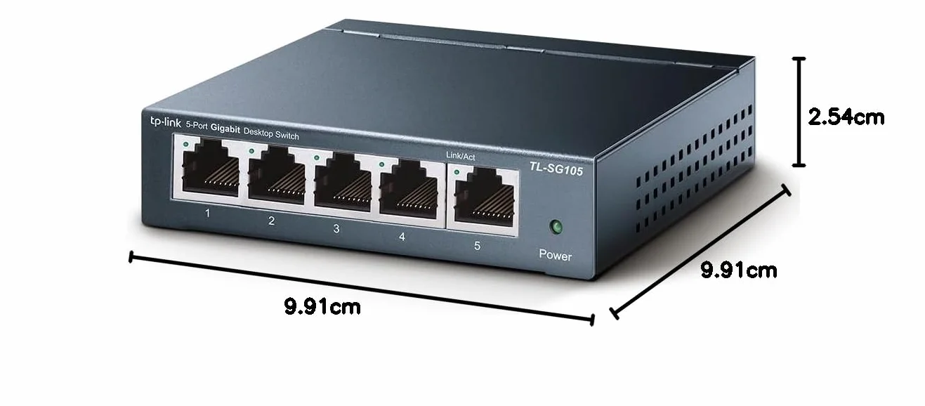 TP-Link TL-SG105 – 5-portowy gigabitowy przełącznik sieciowy, metalowa obudowa, Plug & Play, bez wentylatora – do sieci domowej i biurowej
