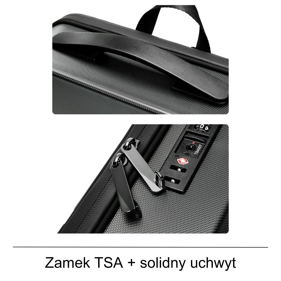 Plecak Męski z Kieszenią na Laptop 15,6" 46x31x12 Bagaż Podręczny Plecak na Laptopa 6 Przegródek Torba Antykradzieżowa Wodoodporna Port USB 24L Plecak Biznesowy Praca Biuro Szkoła Uczelnia Podróże