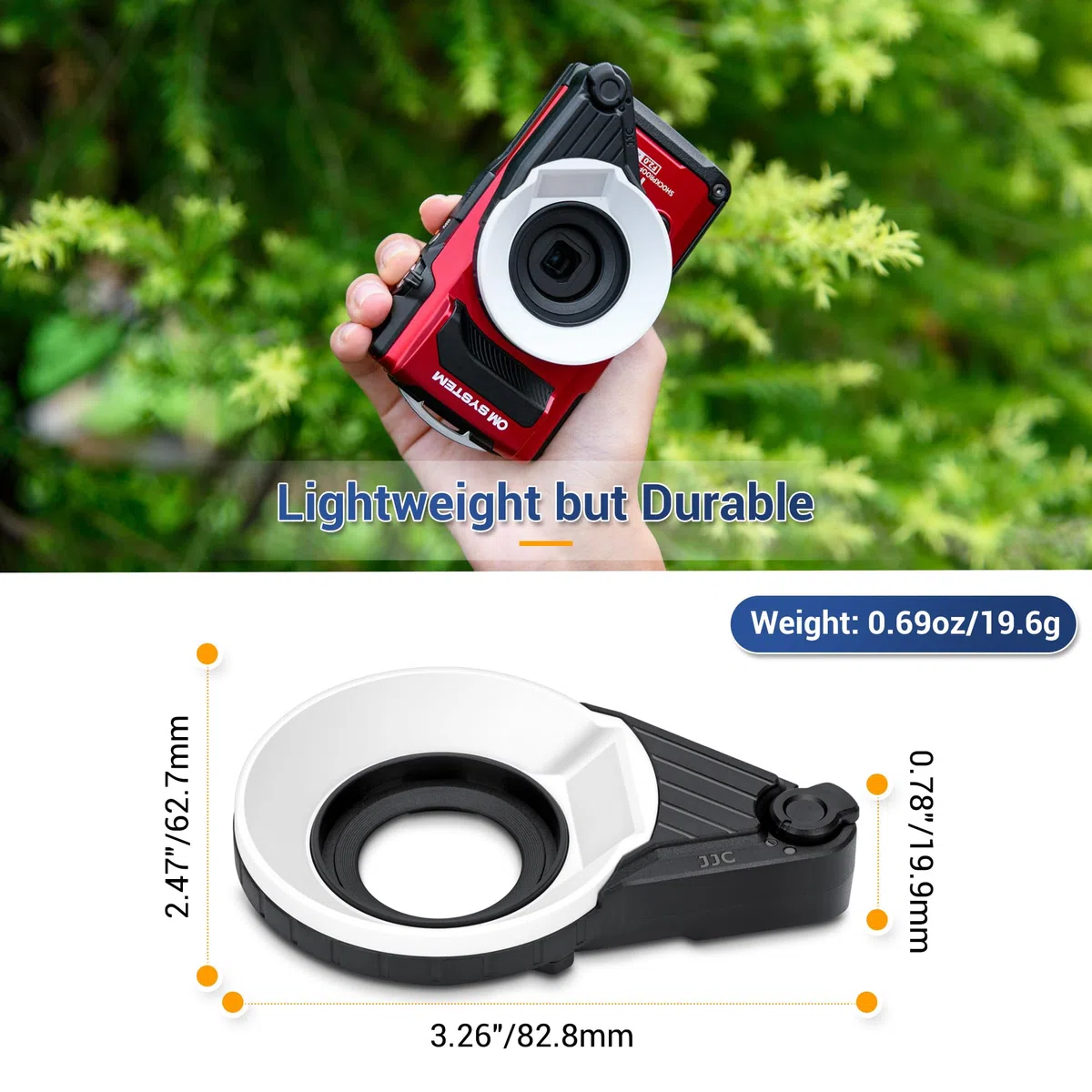 JJC Dyfuzor lampy błyskowej FD-1 do kamer Olympus Tough TG-7 TG-6 TG-5 TG4 TG3 TG2 TG1, obsługa w pełni rozproszonego i półotwartego światła dyfuzyjnego, dedykowany pierścień dyfuzora błyskowego