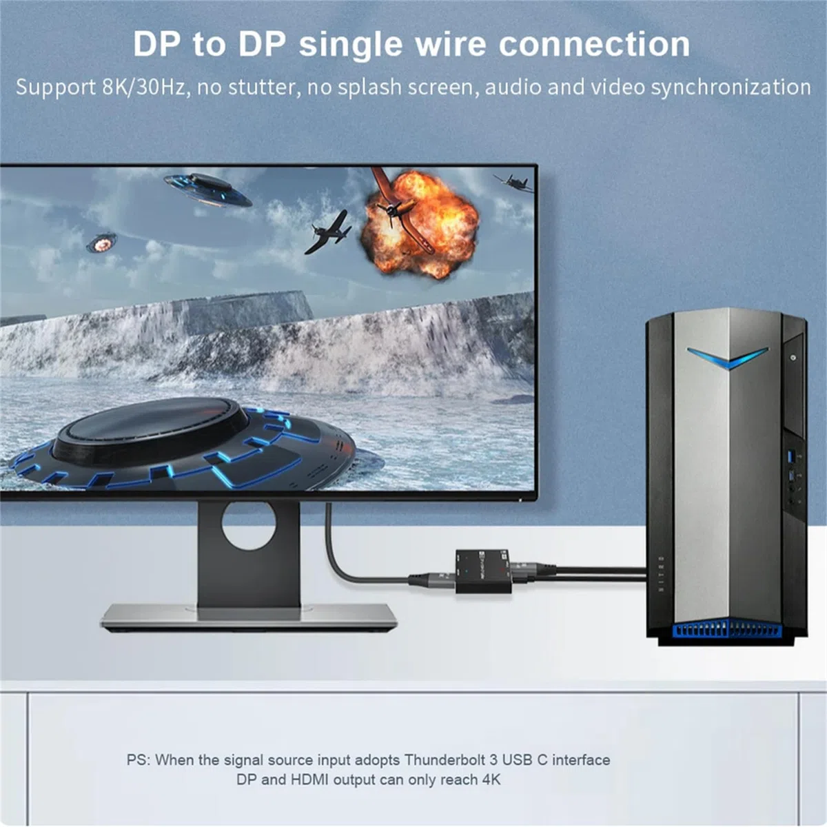 DAGIJIRD Rozdzielacz DP na HDMI/DP 8K @30Hz DisplayPort Multi Monitor Adapter Konwerter DisplayPort na HDMI/DP Adapter Multi Monitor Splitter