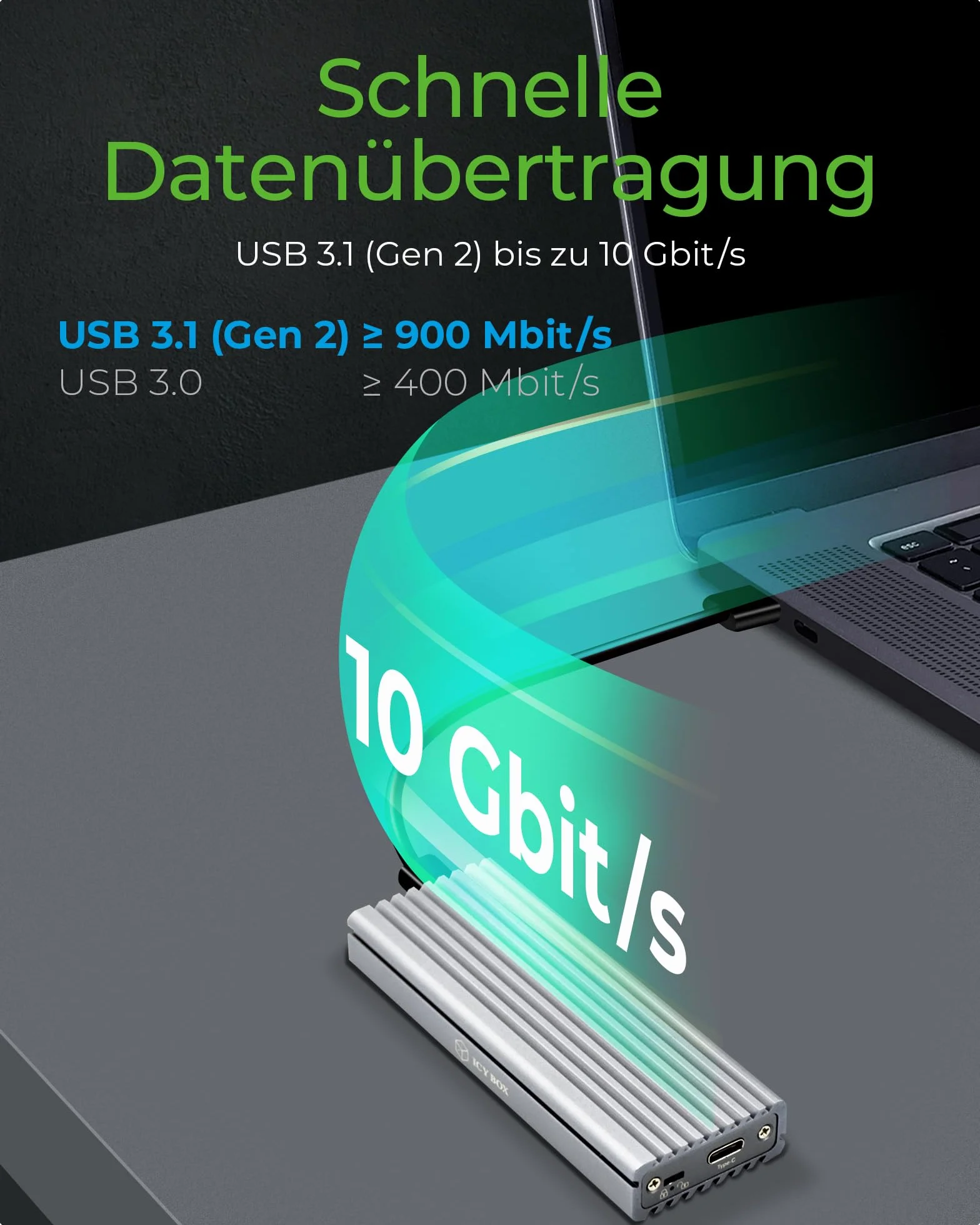 Icy Box IB-1817MA-C31 Obudowa Dysku SSD 2TB Srebrny