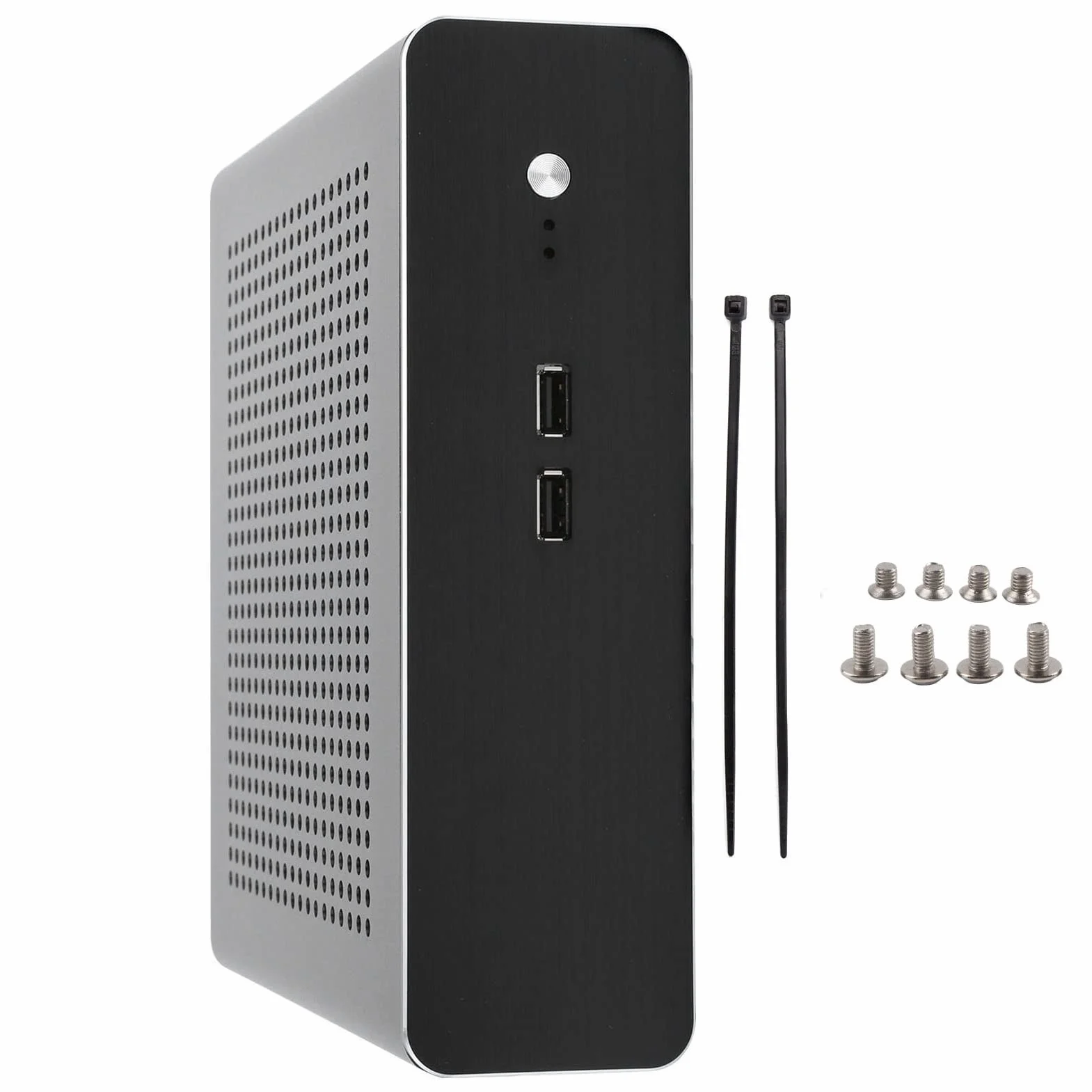 Aluminiowa Obudowa HTPC do Płyty Głównej MiniITX, Obudowa G60S Zapewnia cichą pracę, Odpowiednia do Użytku Domowego i Biurowego, Elegancka Tekstura i Wszechstronne Możliwości Umieszczenia