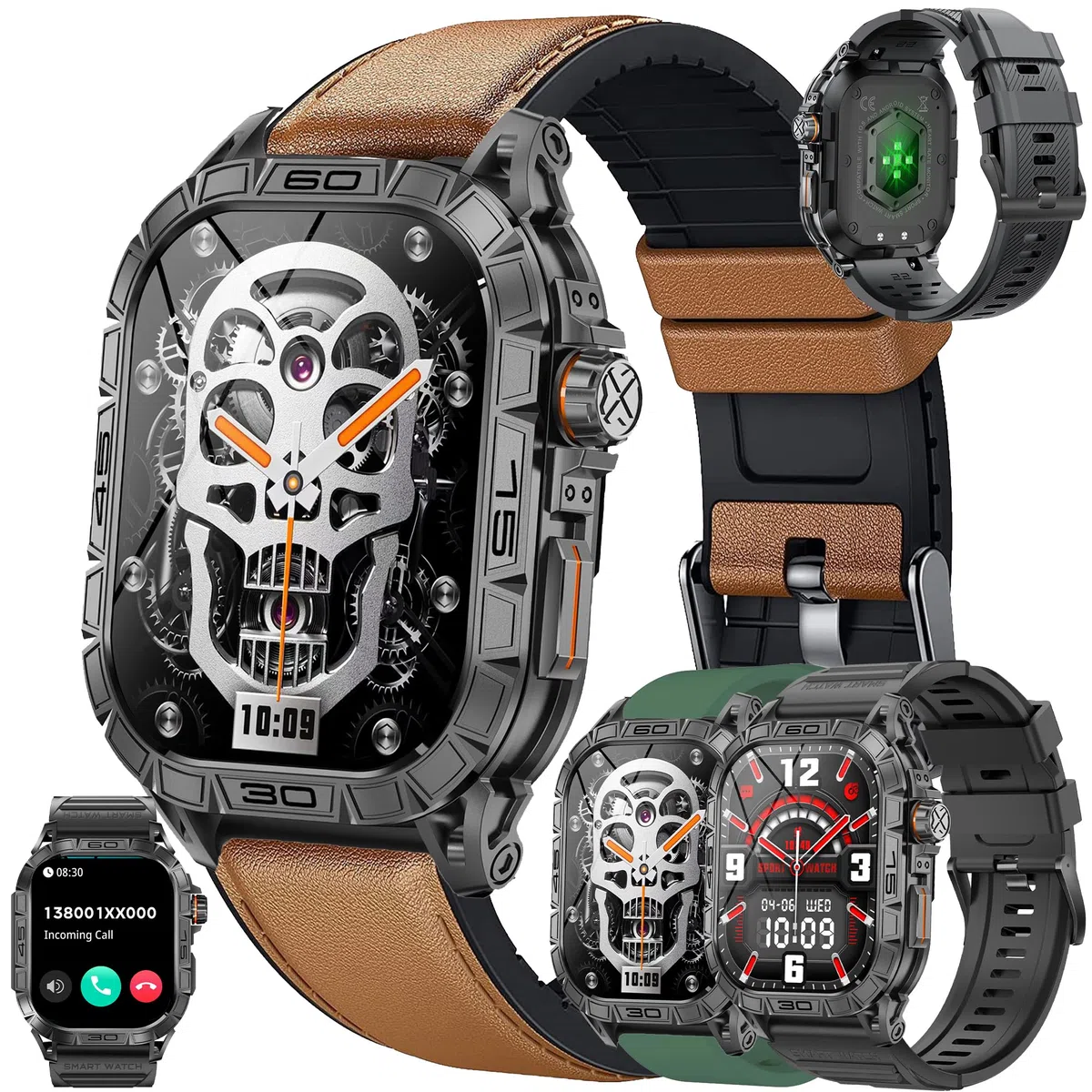 Smartwatch męski z funkcją telefonu, Smart Watch 1,96" AMOLED z połączeniami telefonicznymi Bluetooth 5ATM, wodoszczelny zegarek fitness z monitorem tętna, monitorem snu, krokomierzem, zegarek