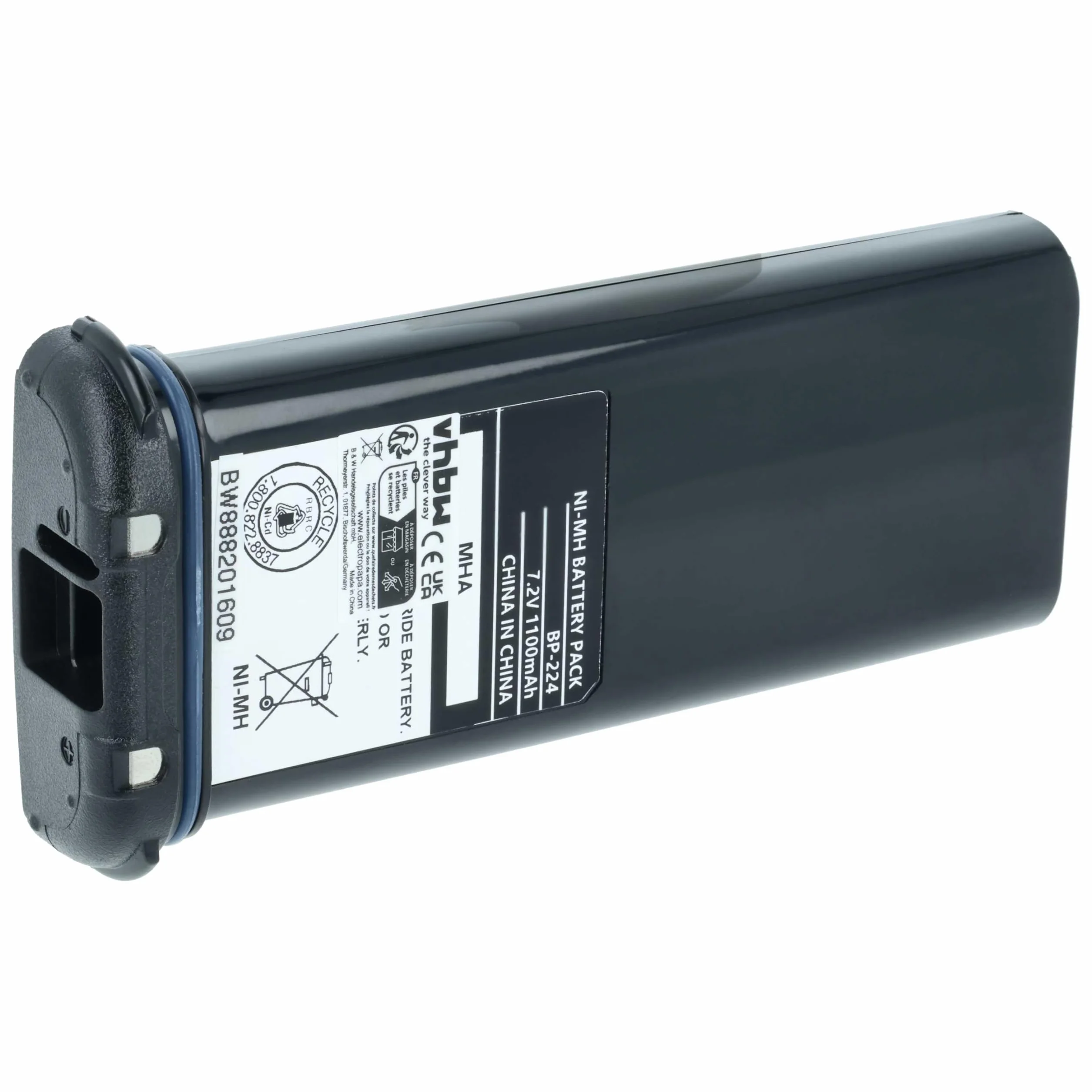 vhbw Akumulator zastępczy do Icom BP-224, BP-224H do radiotelefonu, Walkie Talkie (1100 mAh 7,2 V NiMH)