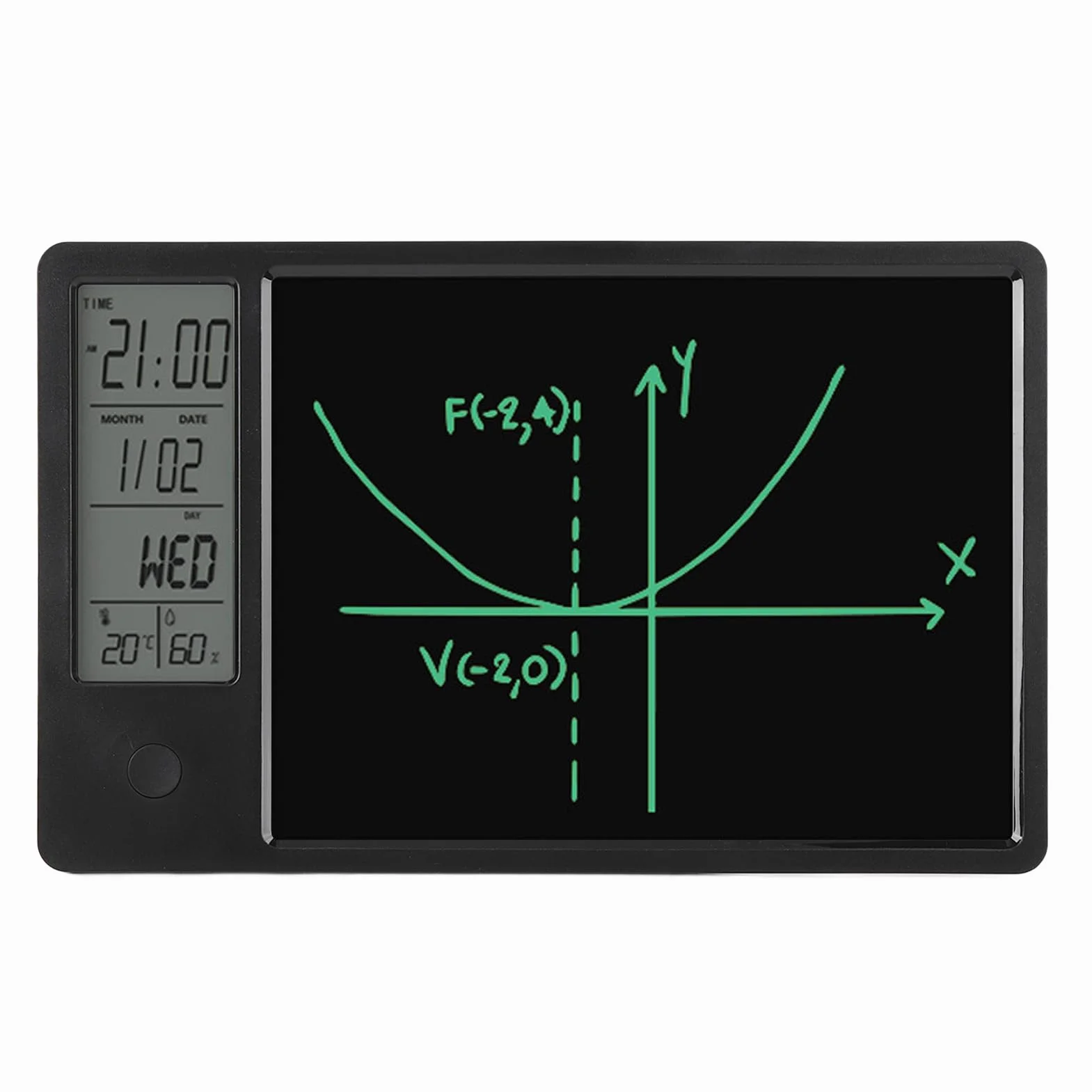 Elektroniczny kalendarz z notatnikiem, wymazywalna tablica do pisania LCD Elektroniczny cyfrowy planer Kalendarz Tablet Wyświetlacz temperatury i wilgotności (BLACK)